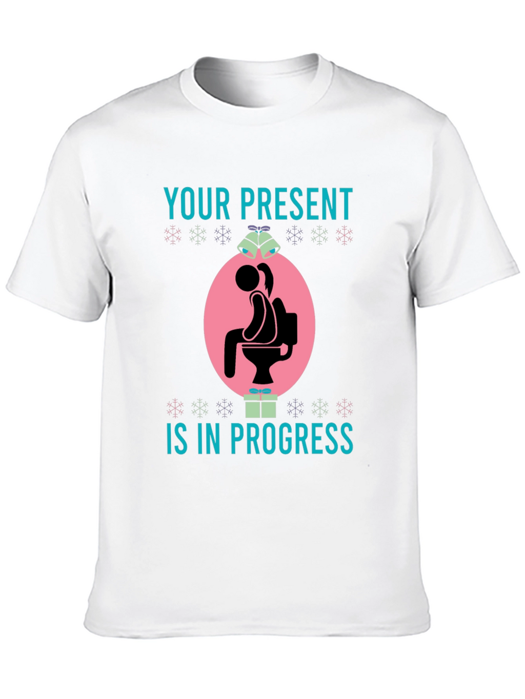 Humorous Present in Progress Christmas T-Shirt