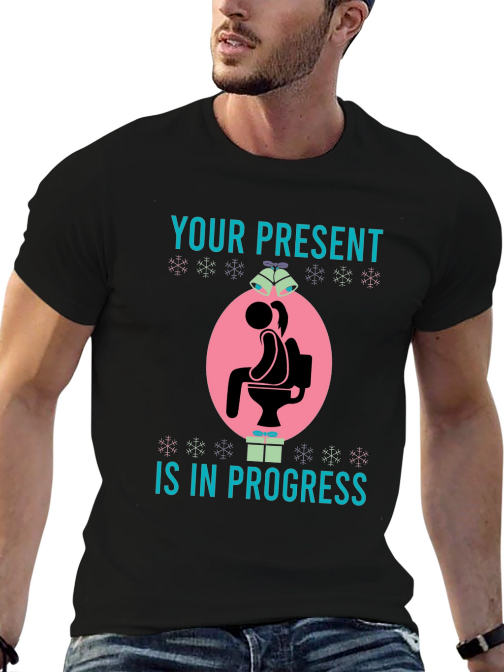 Humorous Present in Progress Christmas T-Shirt