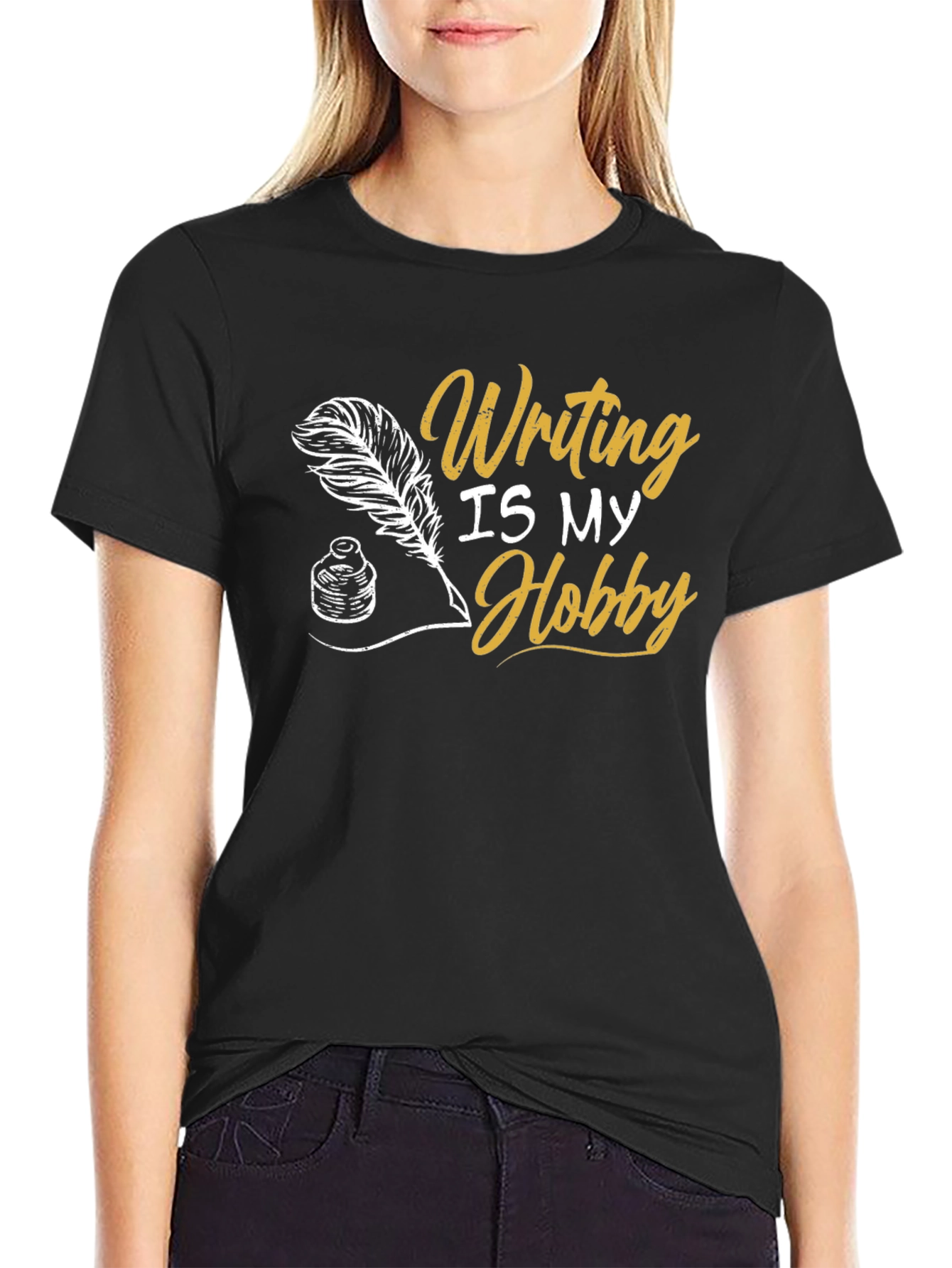 Writing Is My Hobby Black T-Shirt