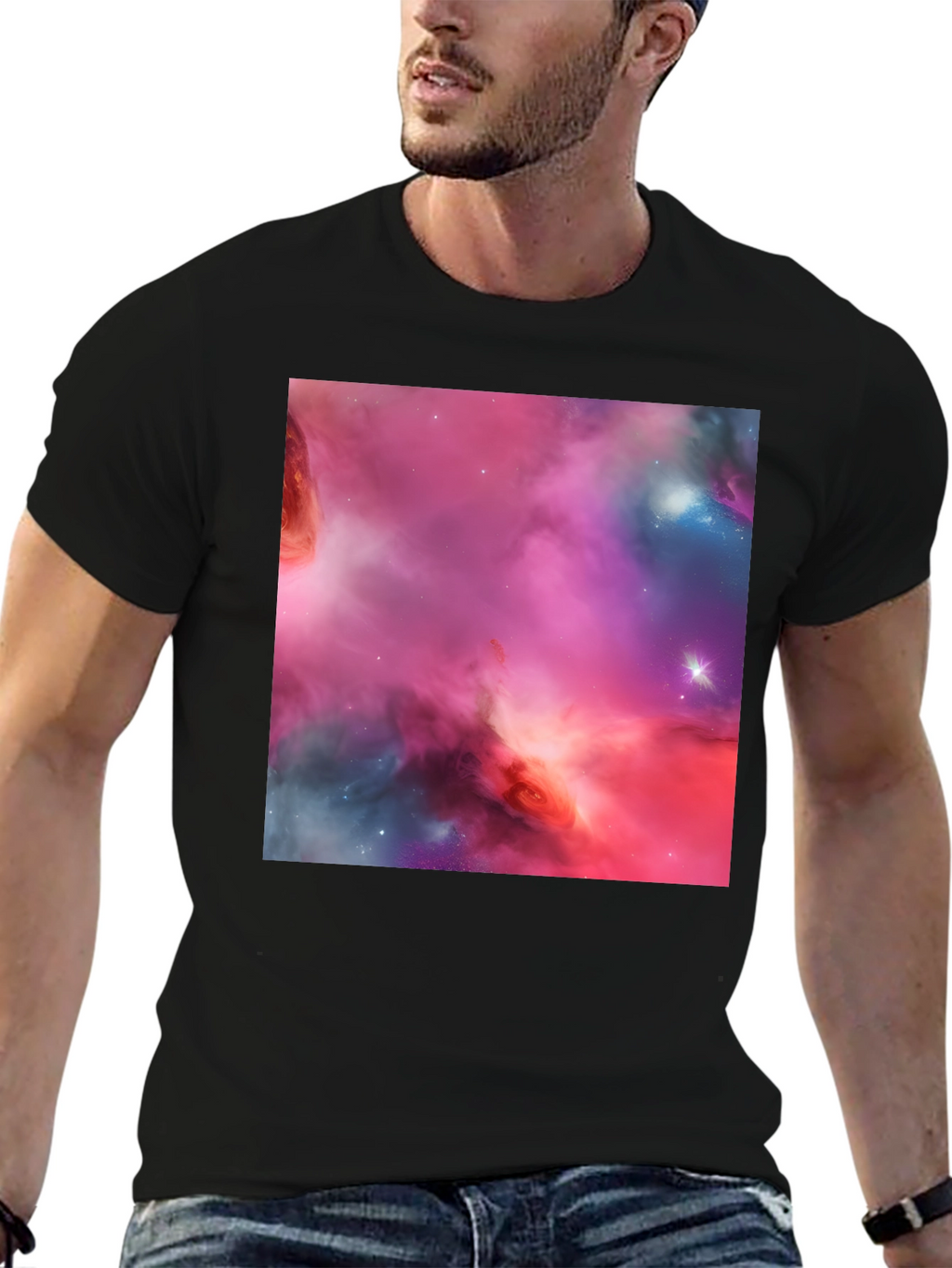 Nebula Print Black T-Shirt