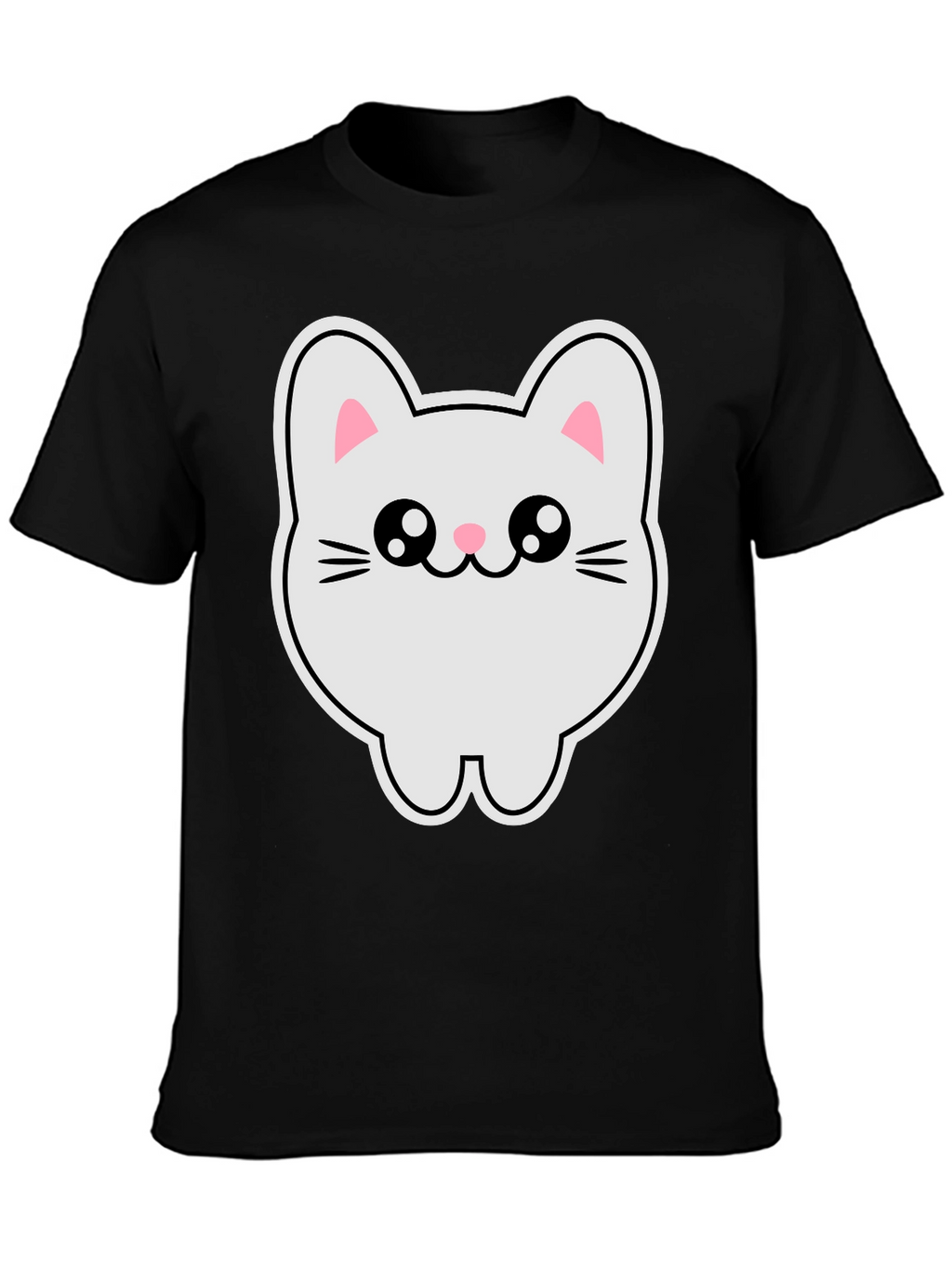 Cute Kawaii Cat T-Shirt - Black Cotton Tee