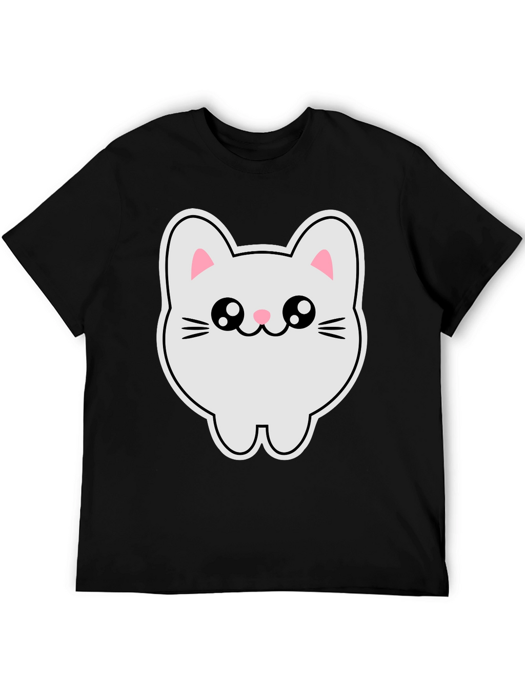 Cute Kawaii Cat T-Shirt - Black Cotton Tee
