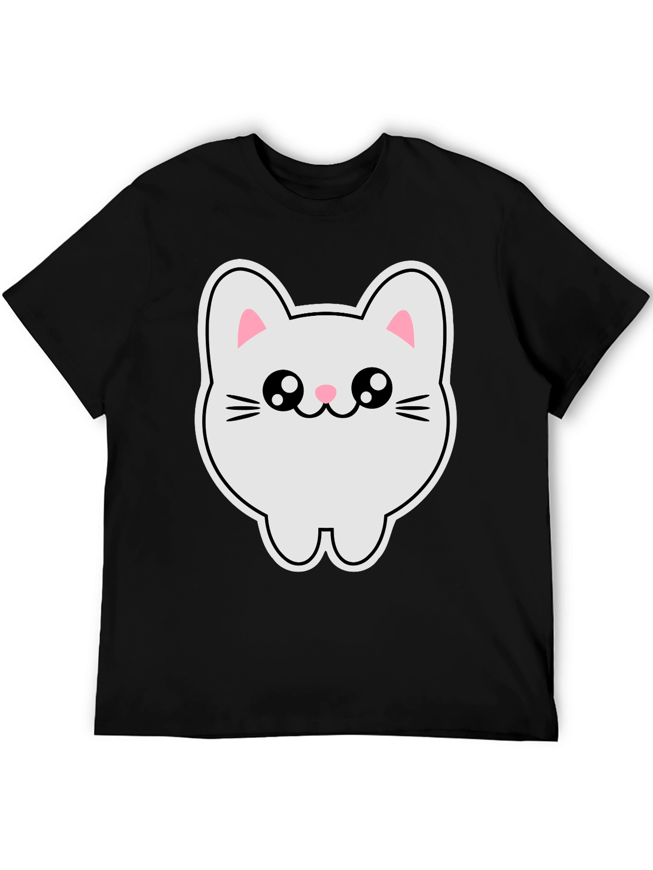 Cute Kawaii Cat T-Shirt - Black Cotton Tee