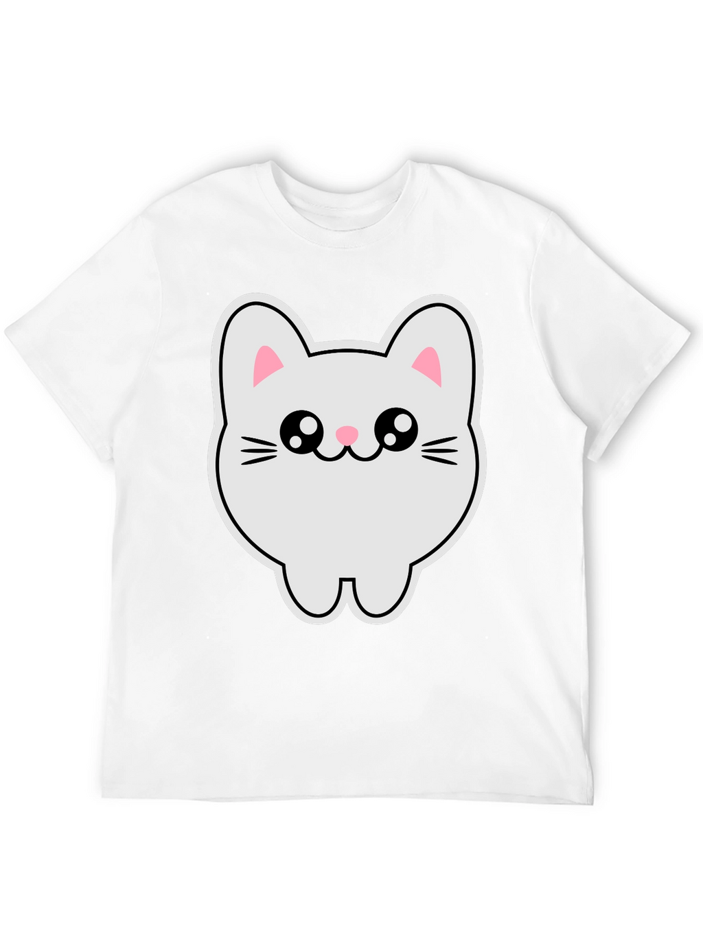 Cute Kawaii Cat T-Shirt - Black Cotton Tee