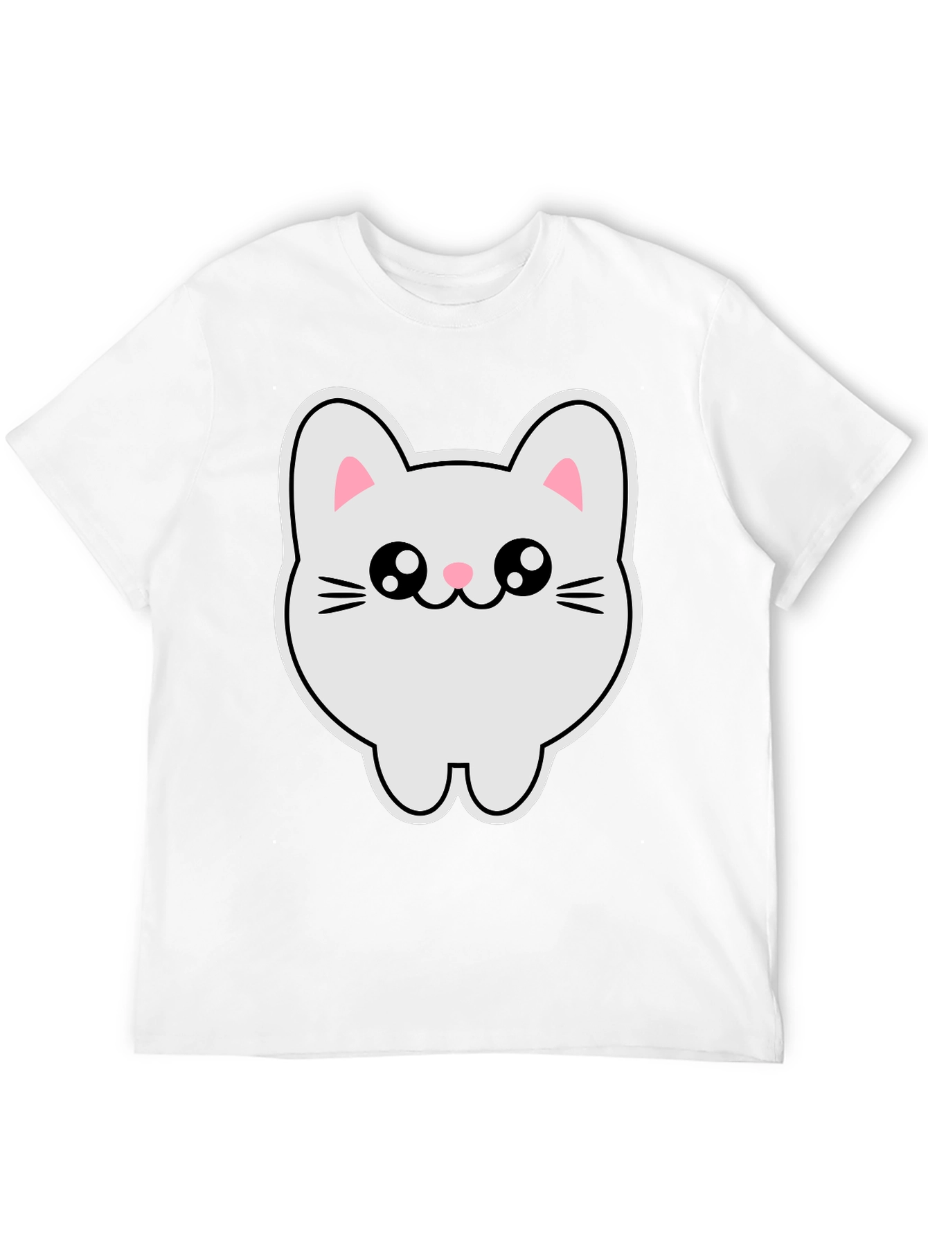 Cute Kawaii Cat T-Shirt - Black Cotton Tee