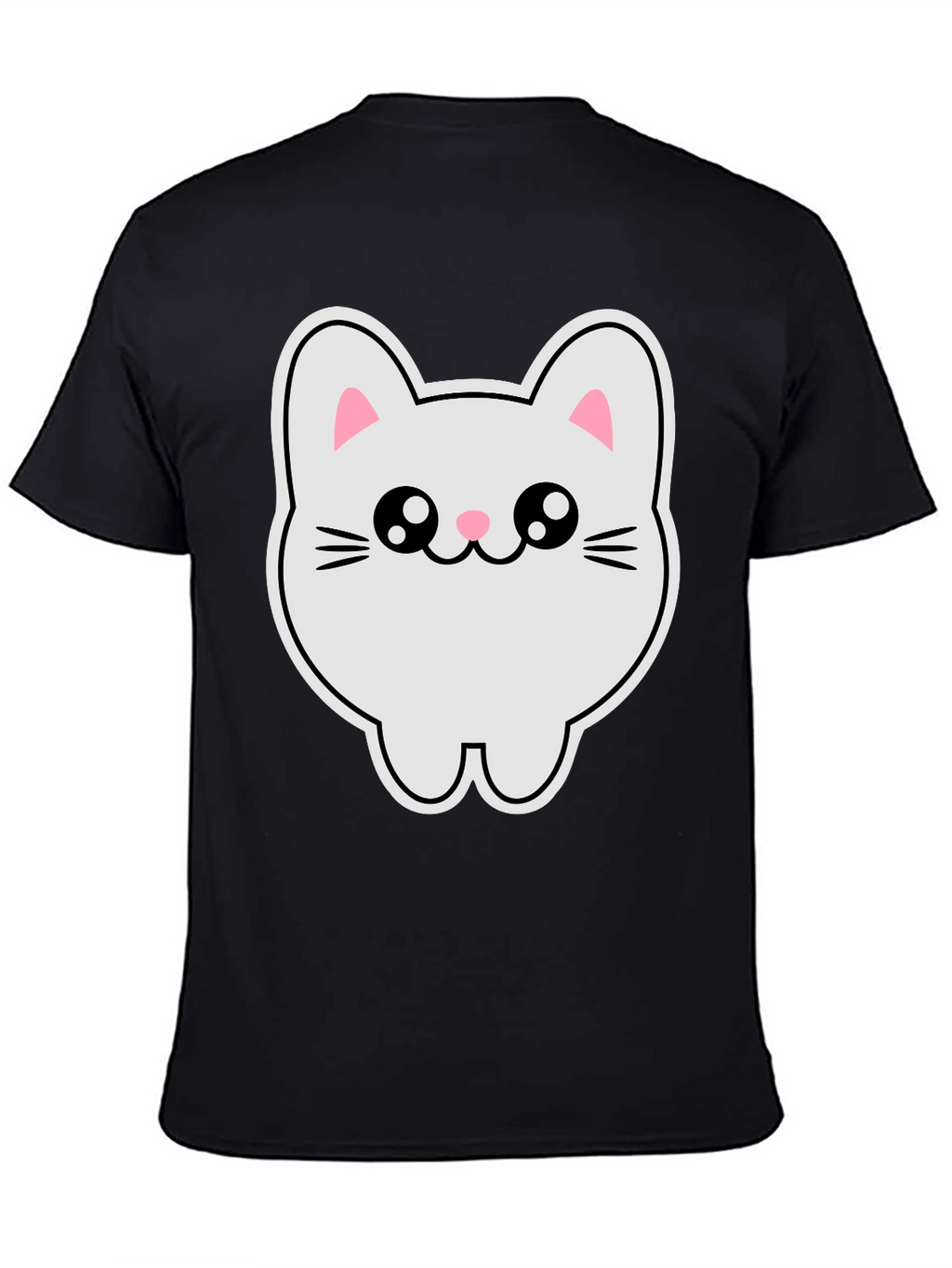 Cute Kawaii Cat T-Shirt - Black Cotton Tee