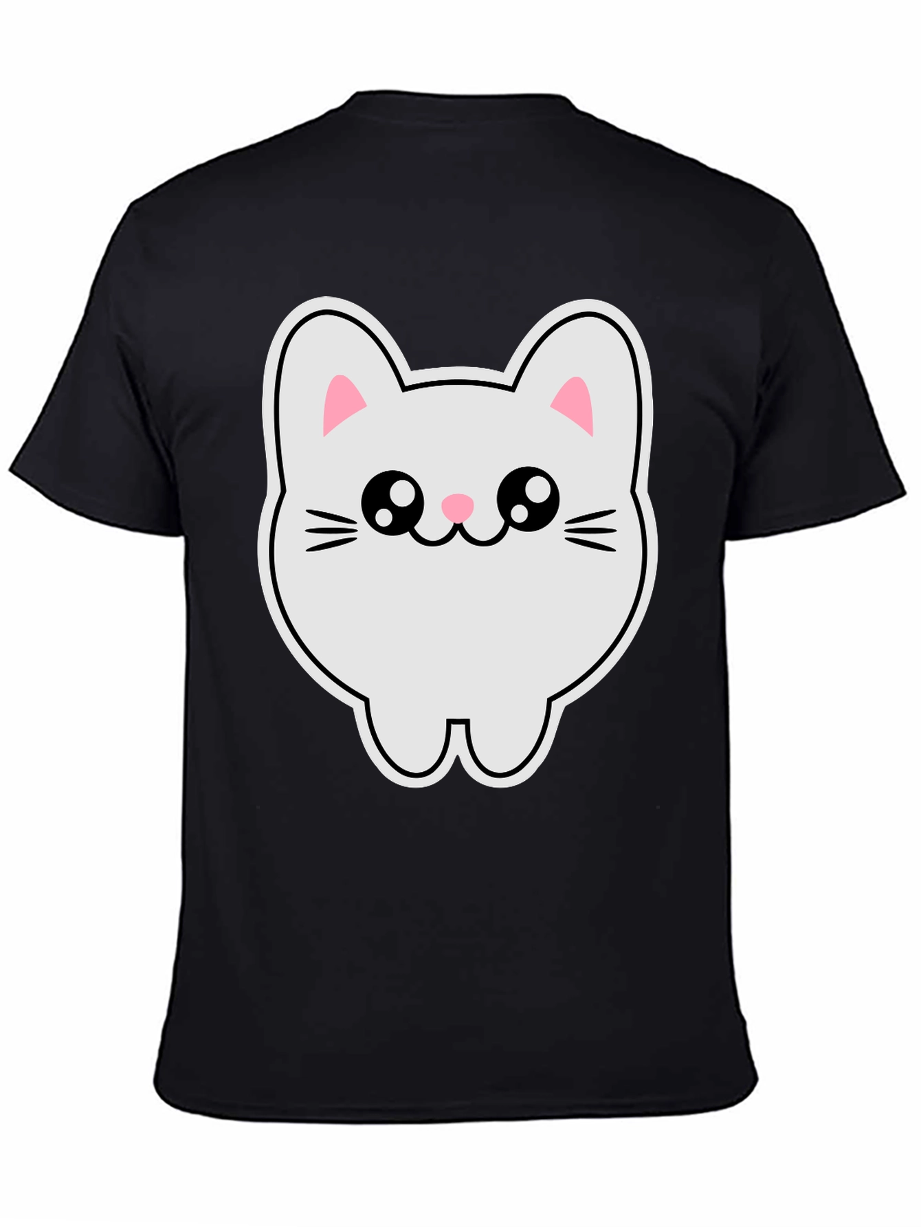 Cute Kawaii Cat T-Shirt - Black Cotton Tee