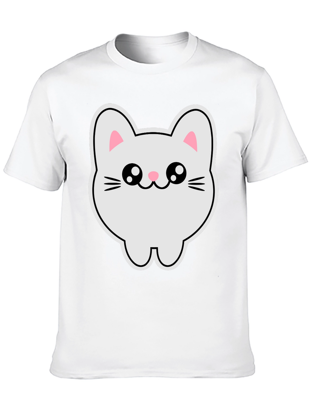 Cute Kawaii Cat T-Shirt - Black Cotton Tee