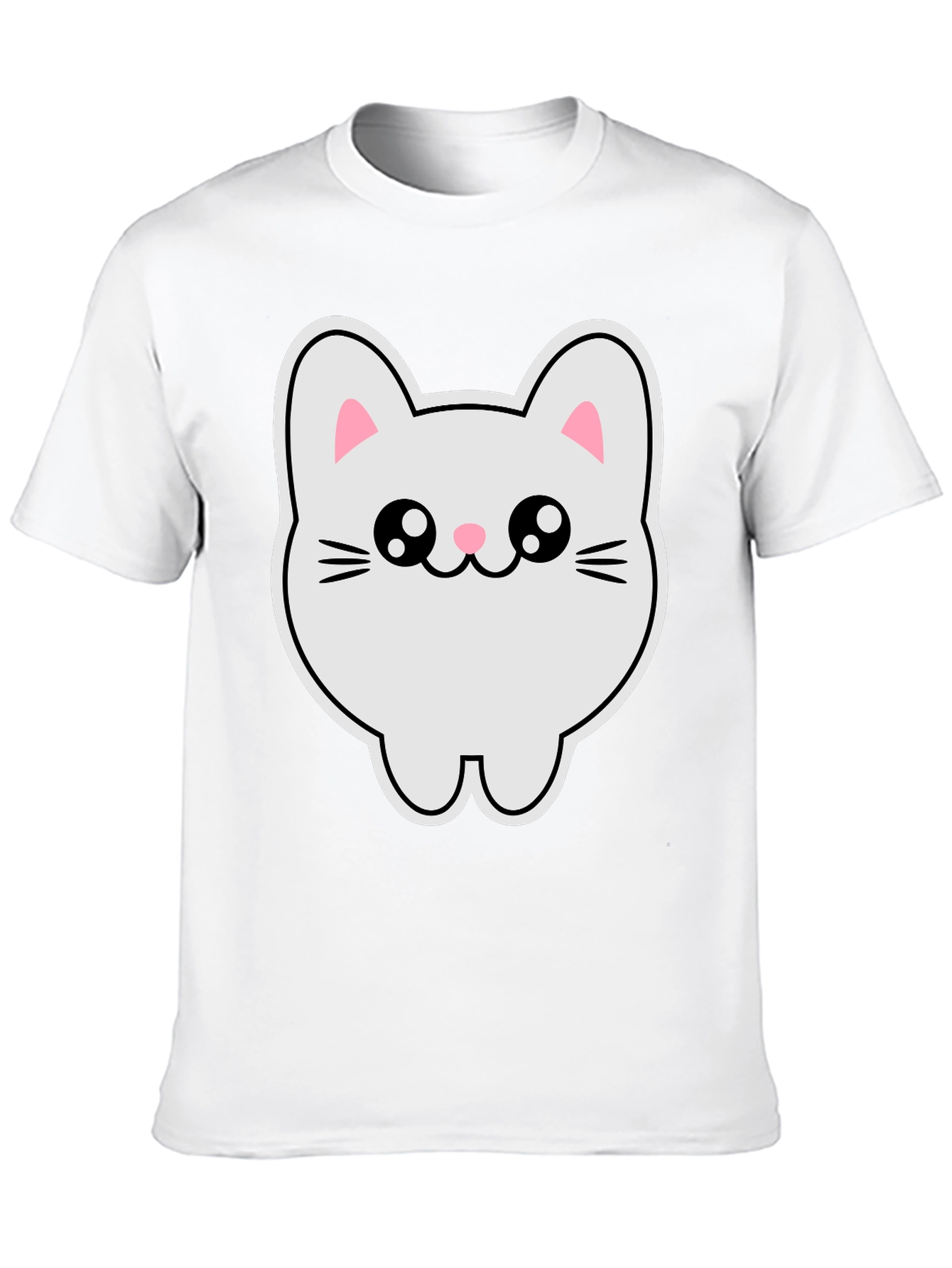 Cute Kawaii Cat T-Shirt - Black Cotton Tee