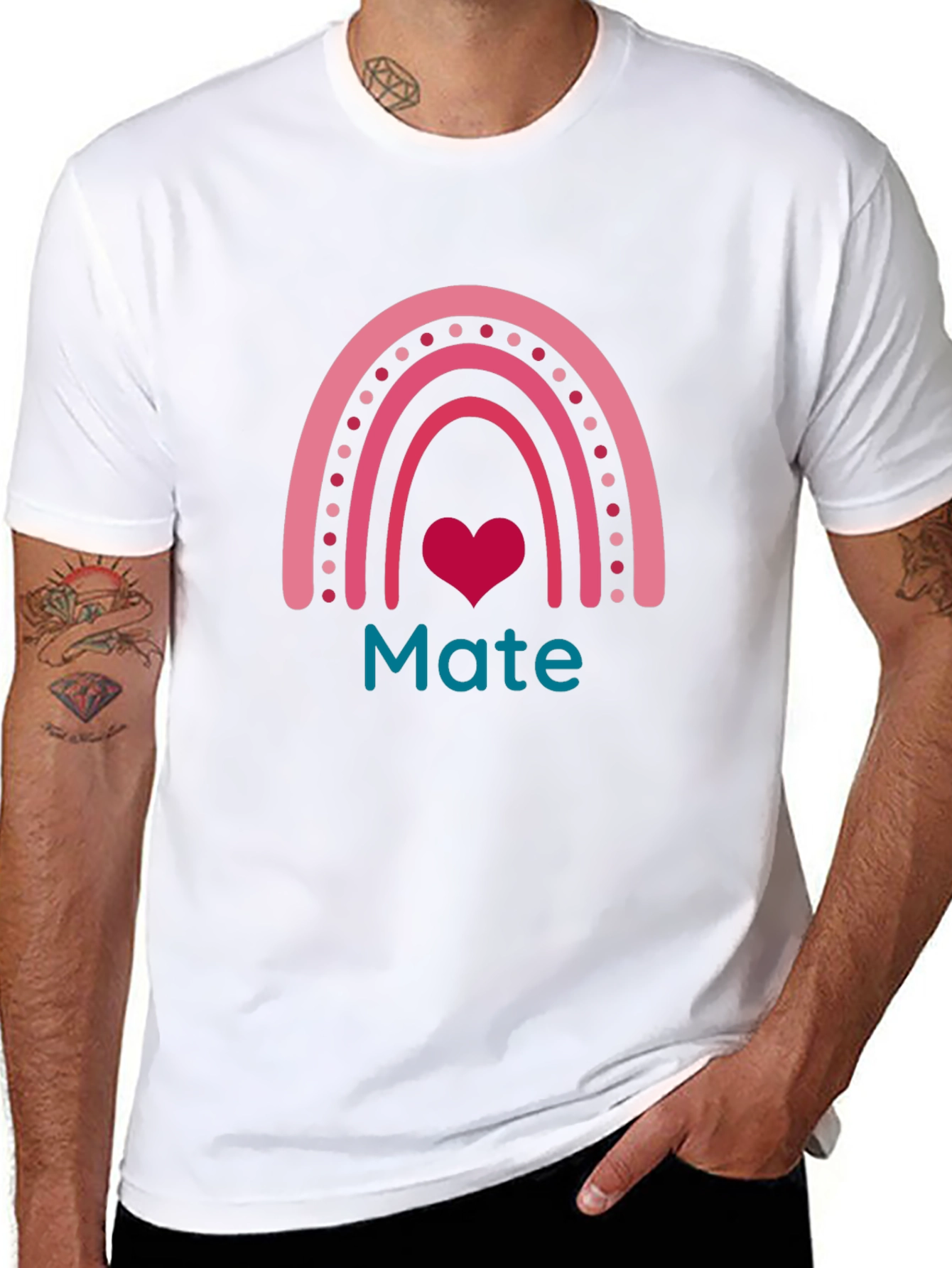 Mate Rainbow Heart Graphic Tee