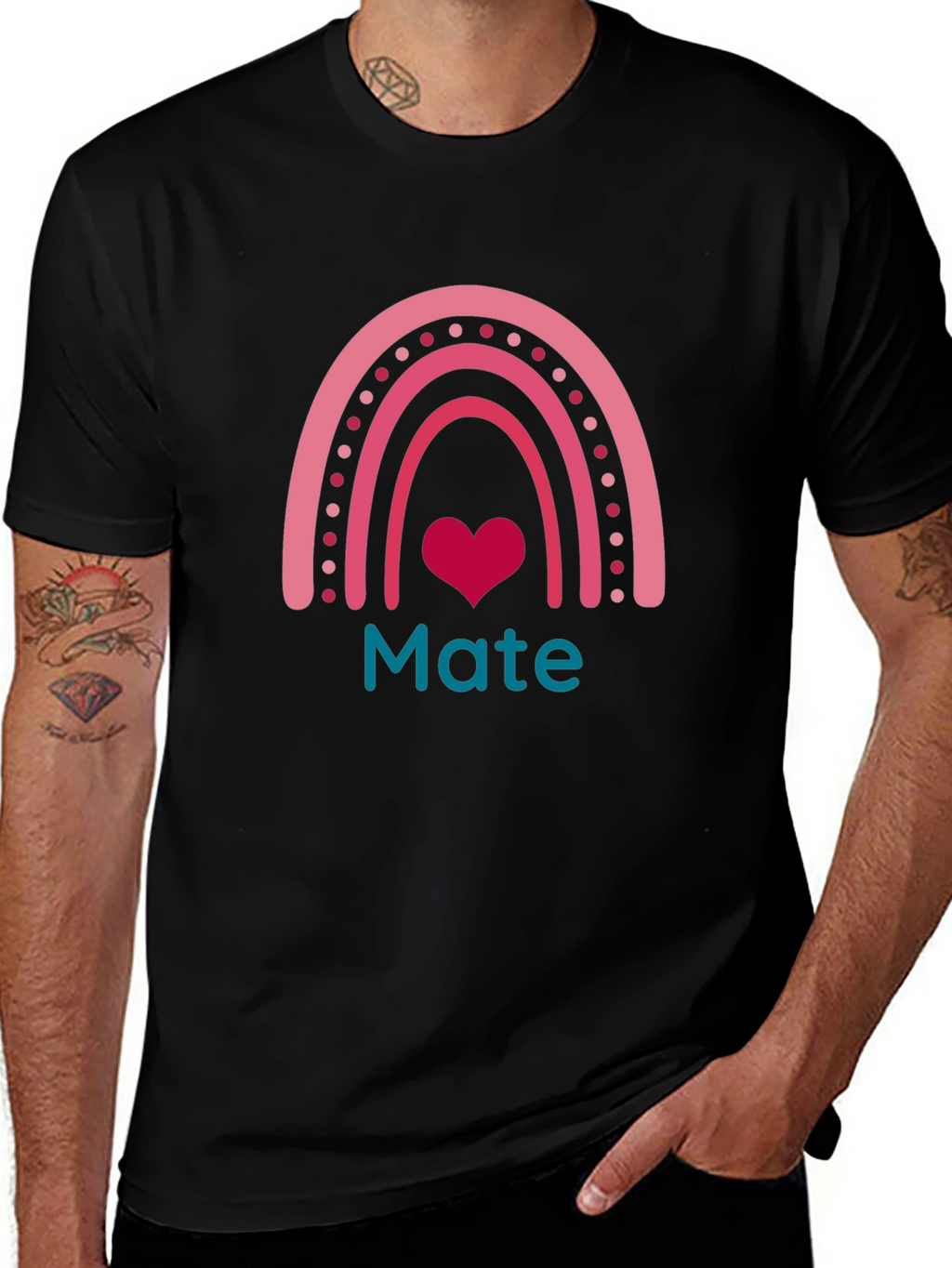 Mate Rainbow Heart Graphic Tee