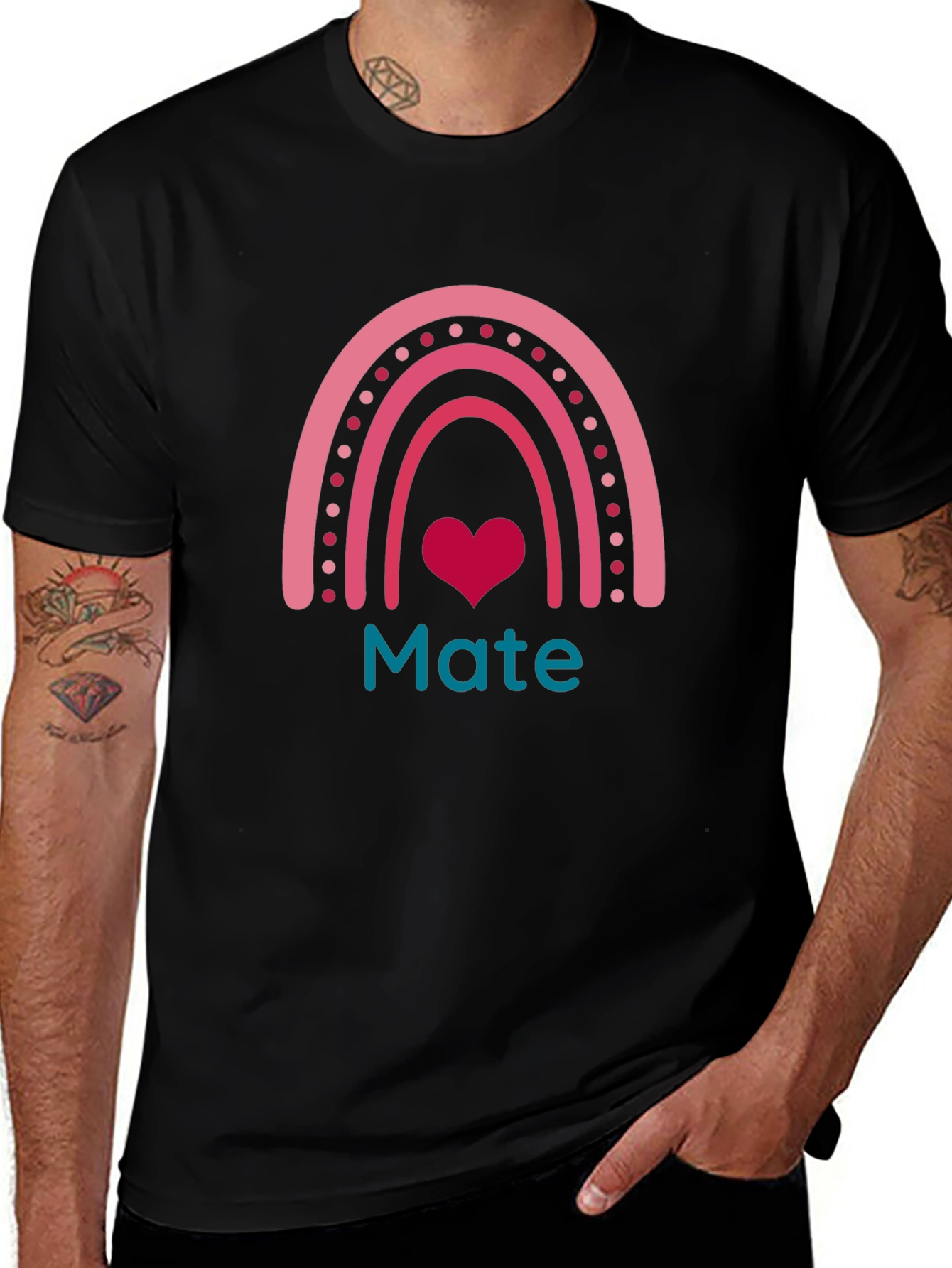 Mate Rainbow Heart Graphic Tee