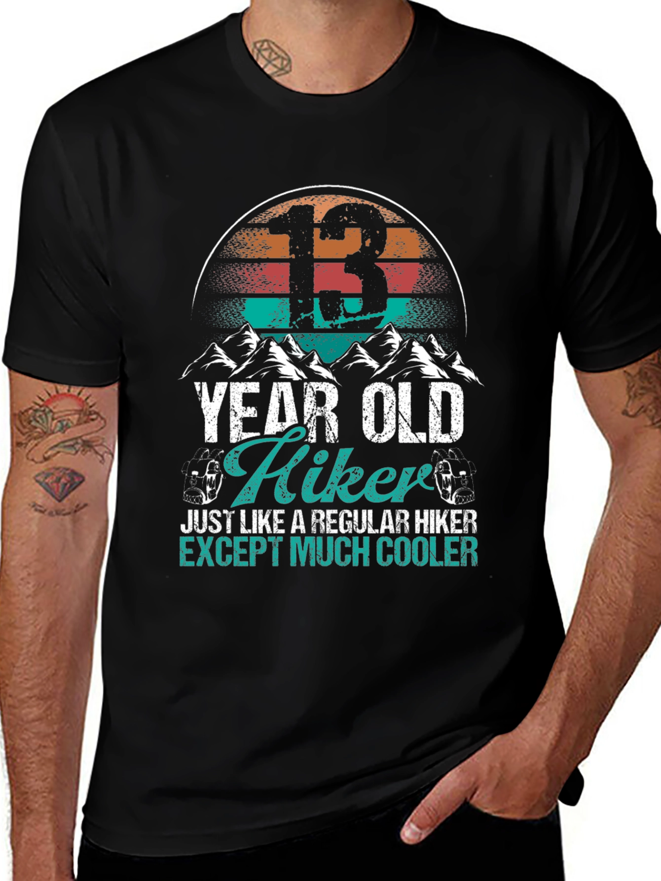 13 Year Old Hiker Graphic T-Shirt - Cool Hiking Tee