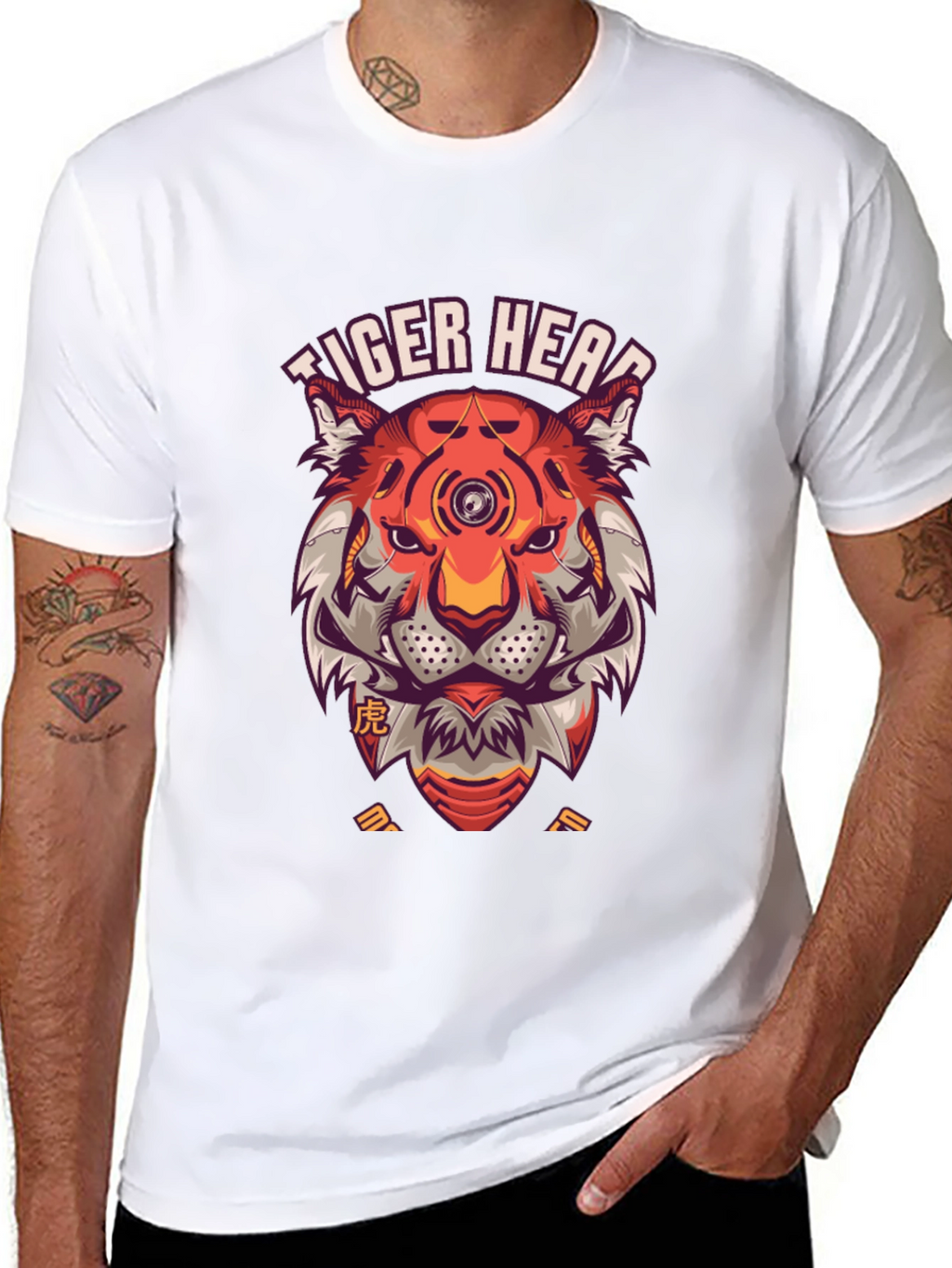 Tiger Head Graphic Print T-Shirt - Unique Streetwear