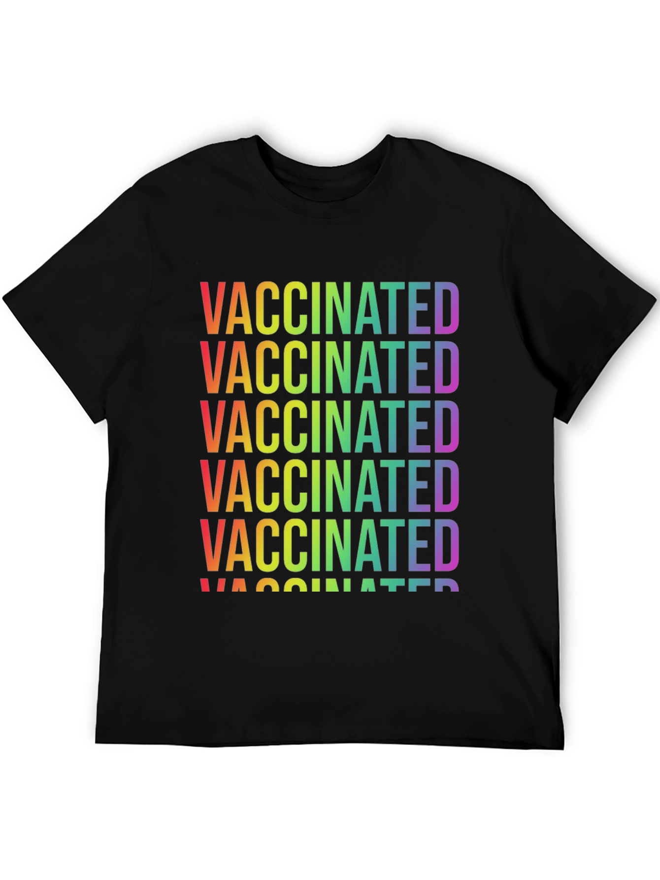 Vaccinated Rainbow Text Graphic Tee - Stylish & Comfortable