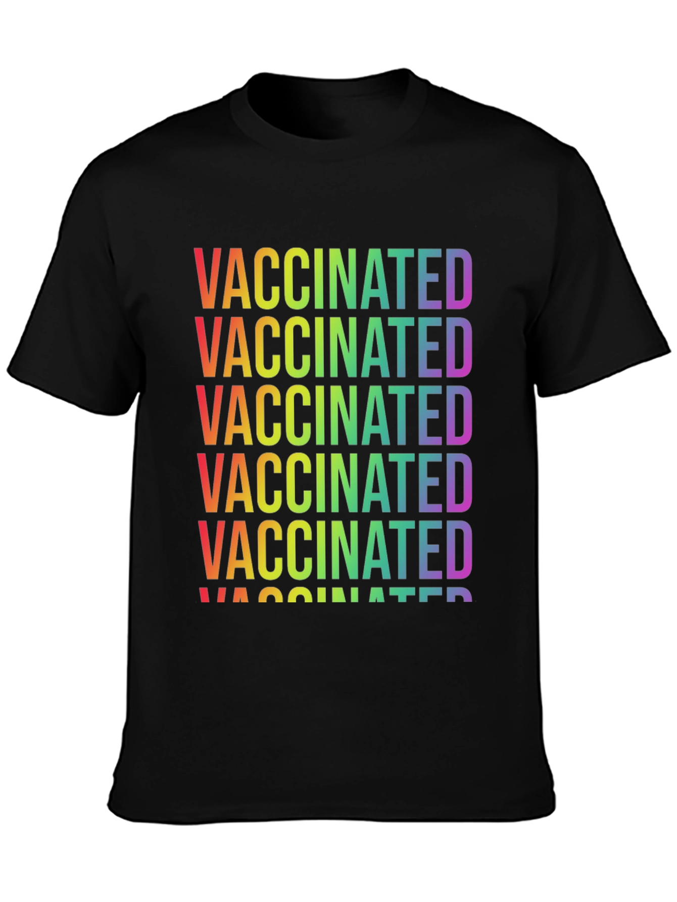 Vaccinated Rainbow Text Graphic Tee - Stylish & Comfortable