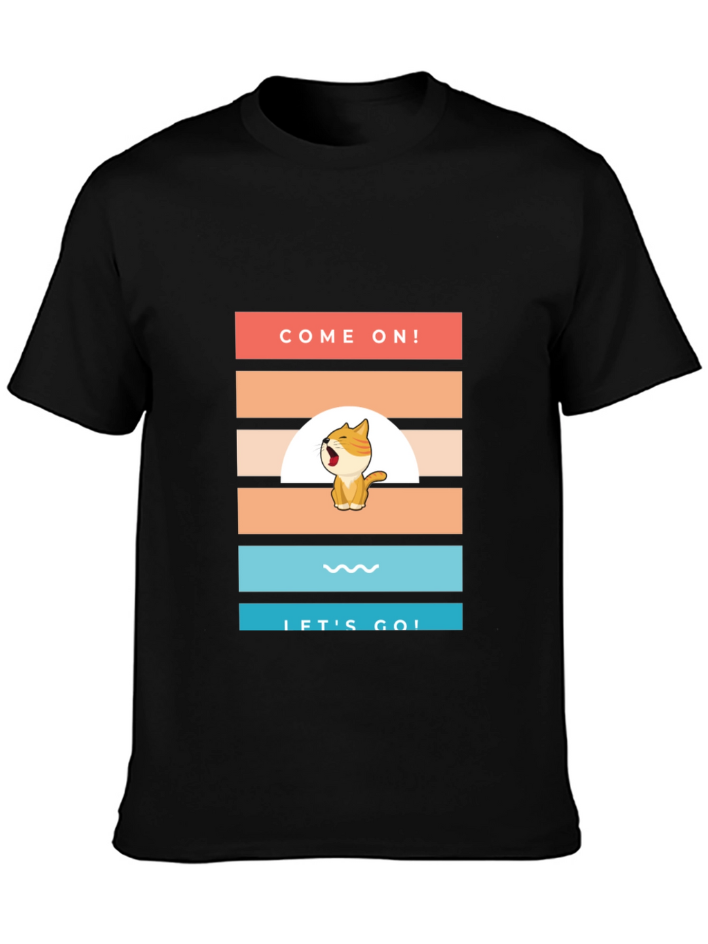 Come On! Lets Go! Cartoon Cat T-Shirt
