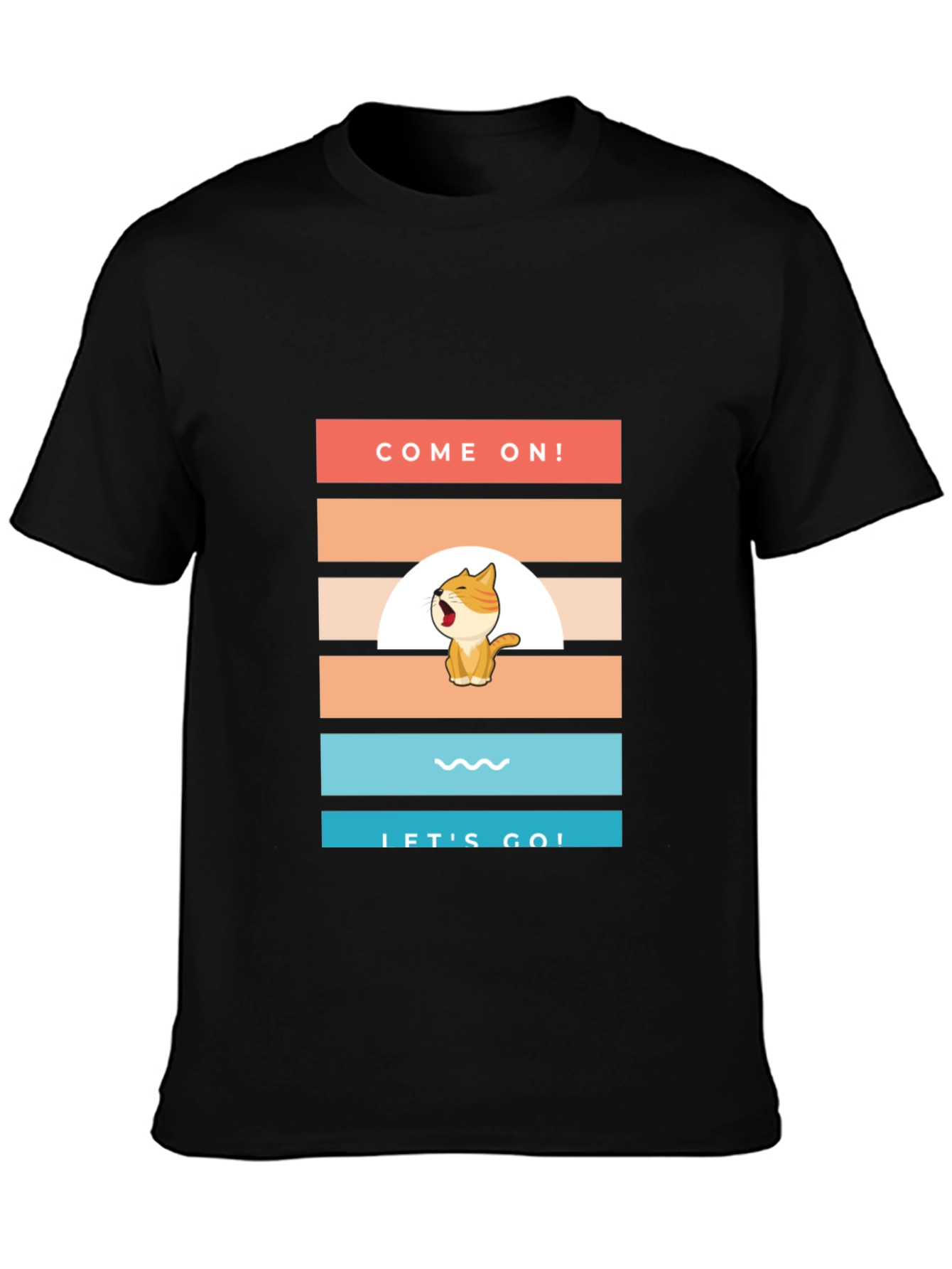 Come On! Lets Go! Cartoon Cat T-Shirt