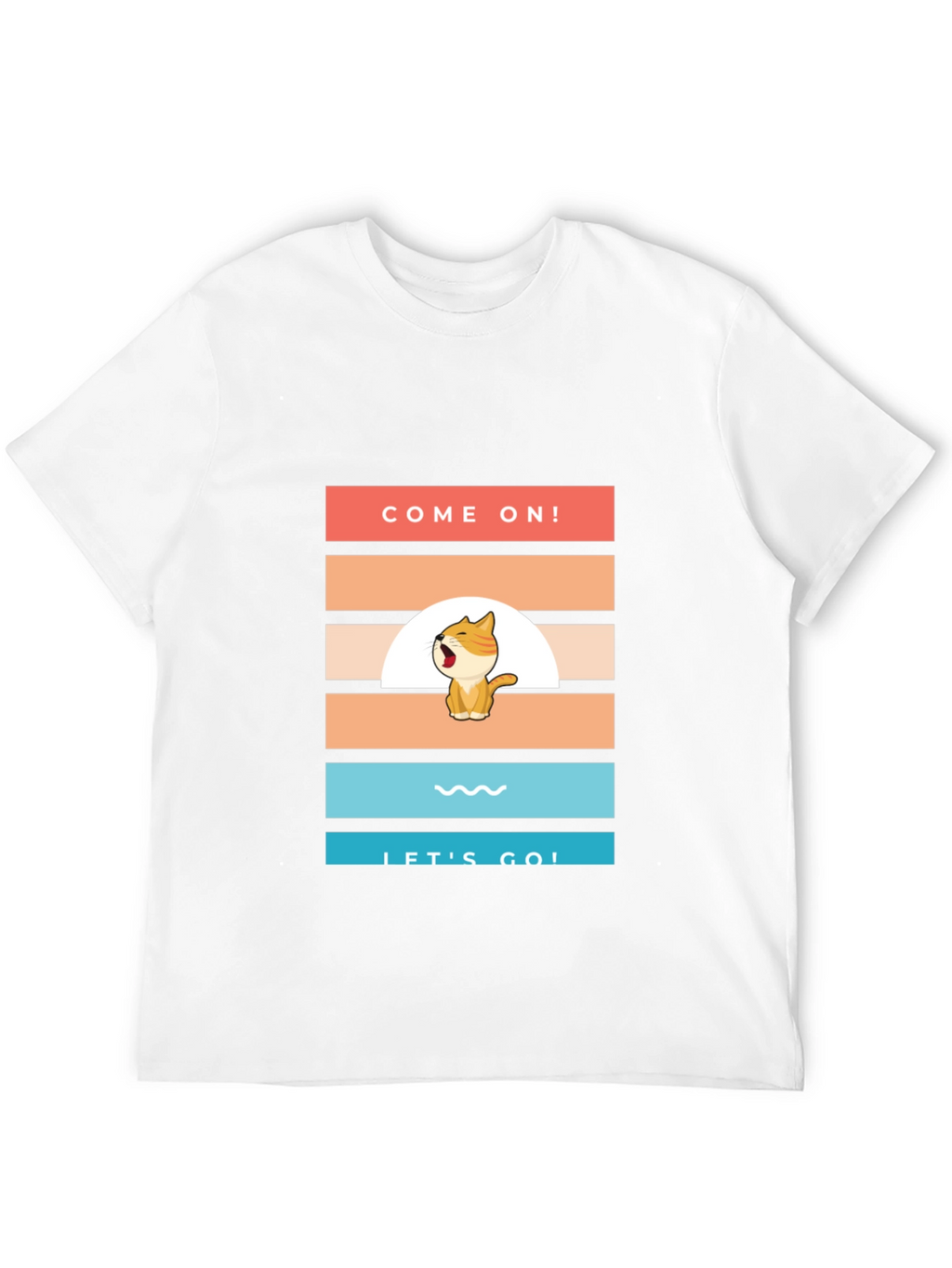 Come On! Lets Go! Cartoon Cat T-Shirt