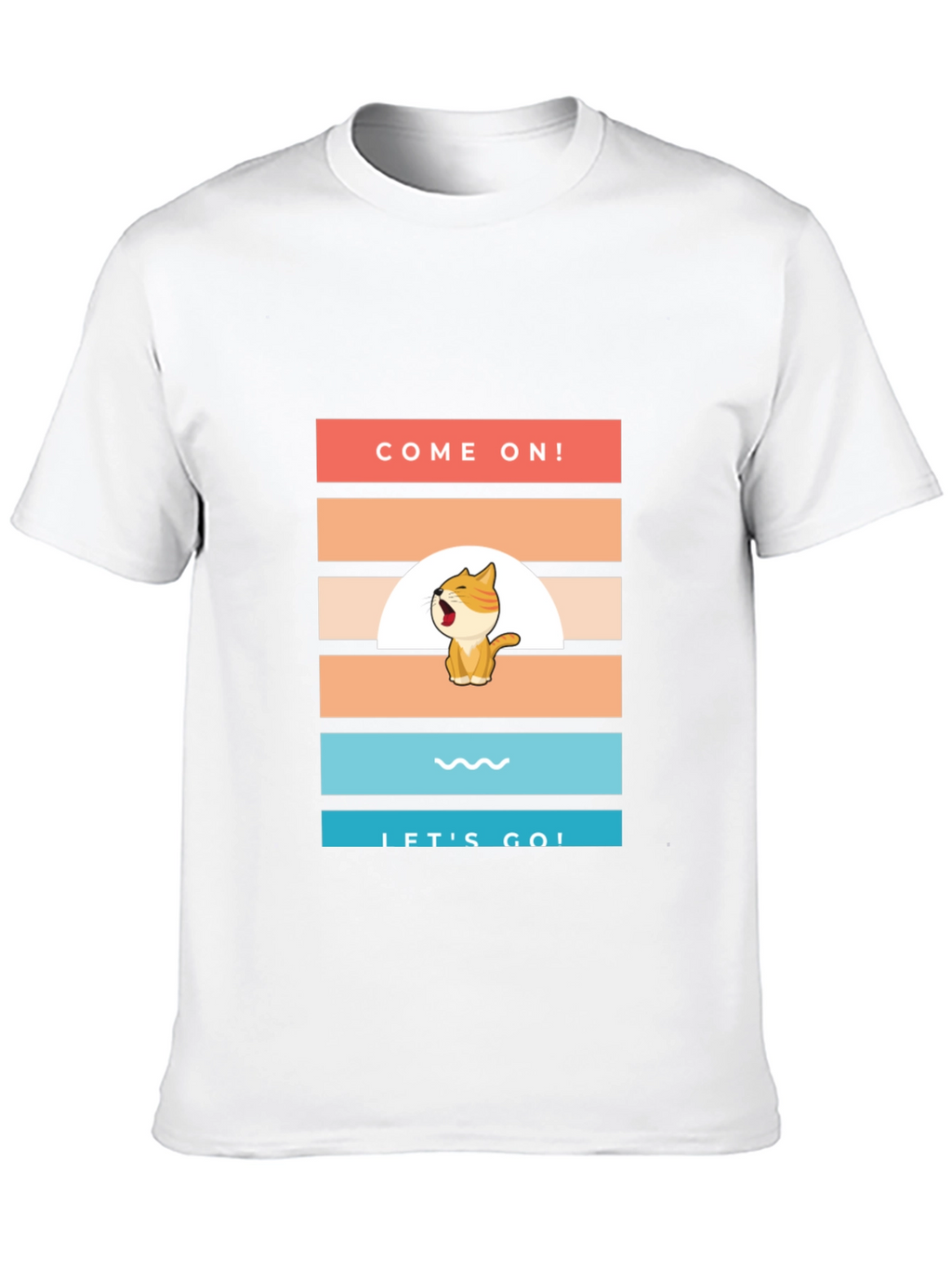 Come On! Lets Go! Cartoon Cat T-Shirt