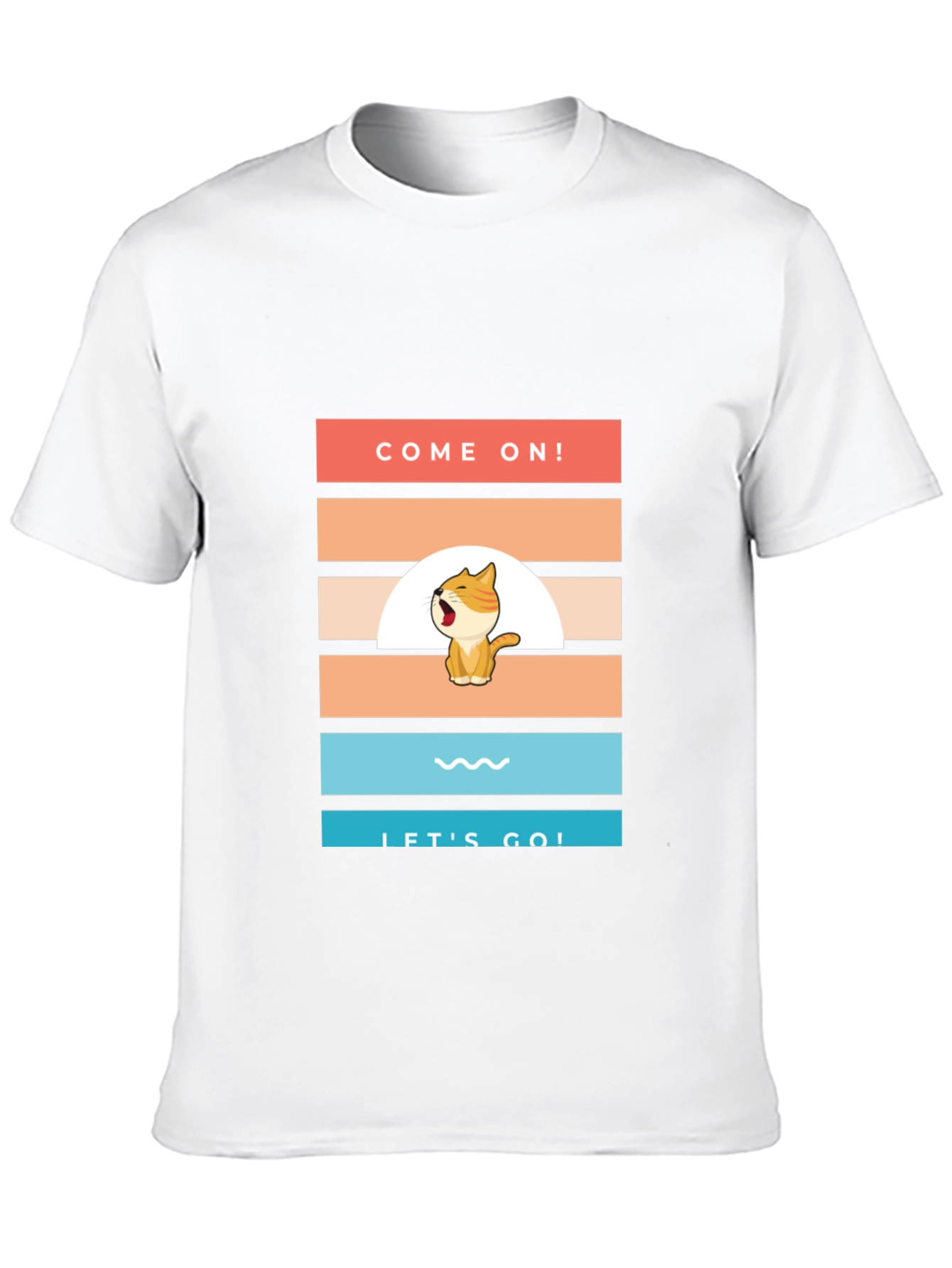 Come On! Lets Go! Cartoon Cat T-Shirt