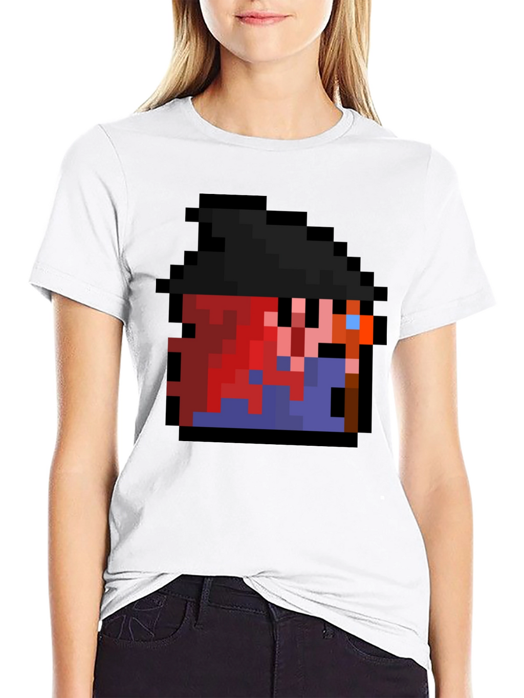 Pixel Character Black T-Shirt - Retro Gaming Style