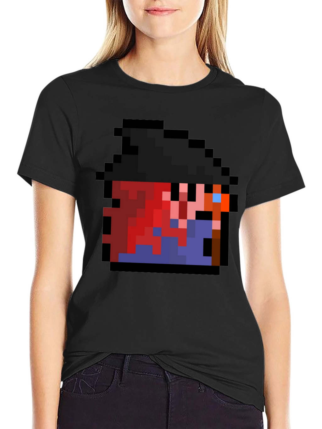 Pixel Character Black T-Shirt - Retro Gaming Style