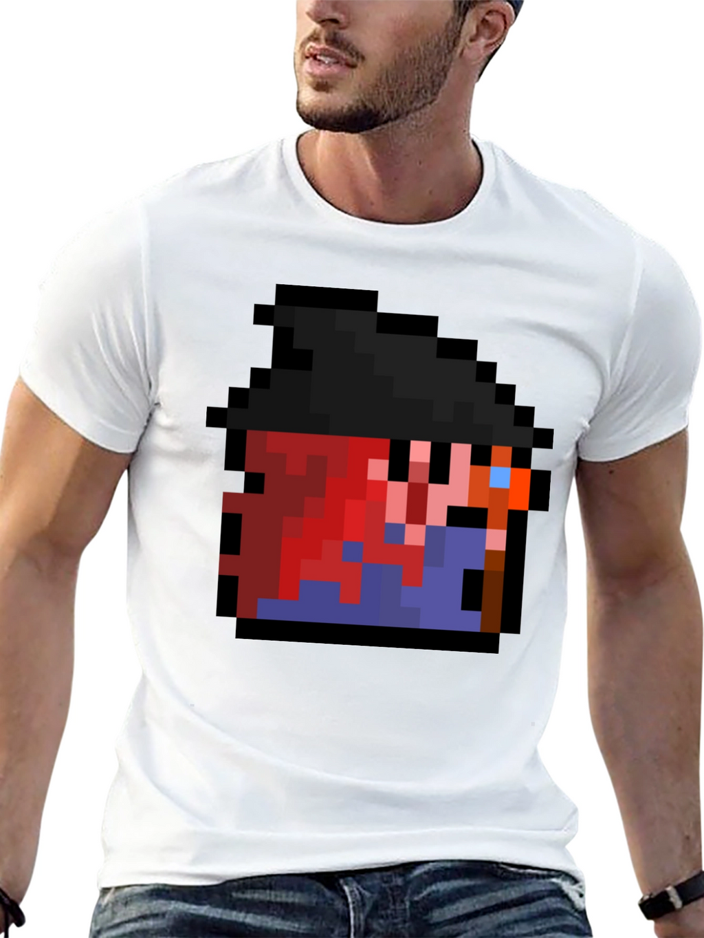 Pixel Character Black T-Shirt - Retro Gaming Style