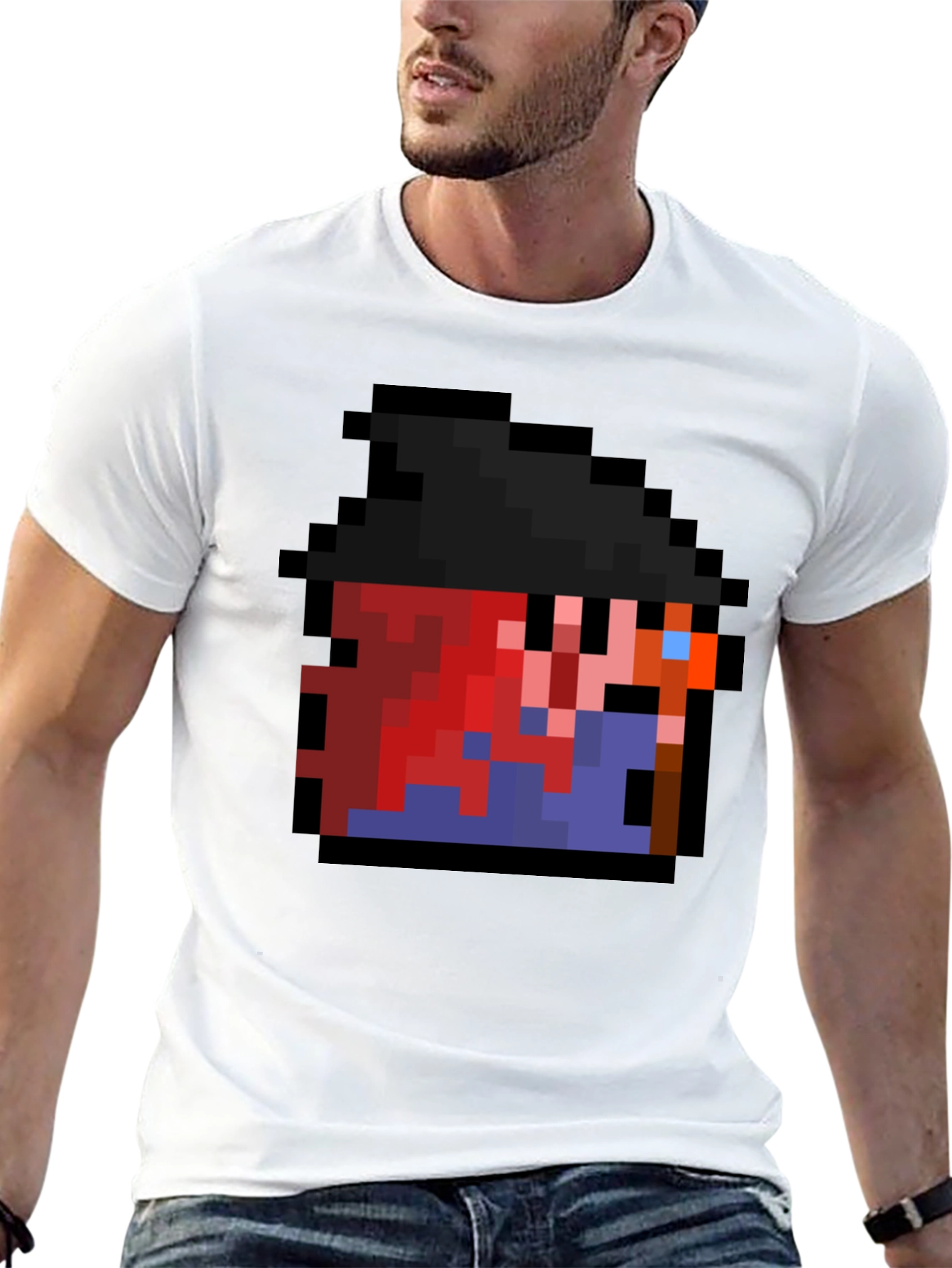 Pixel Character Black T-Shirt - Retro Gaming Style