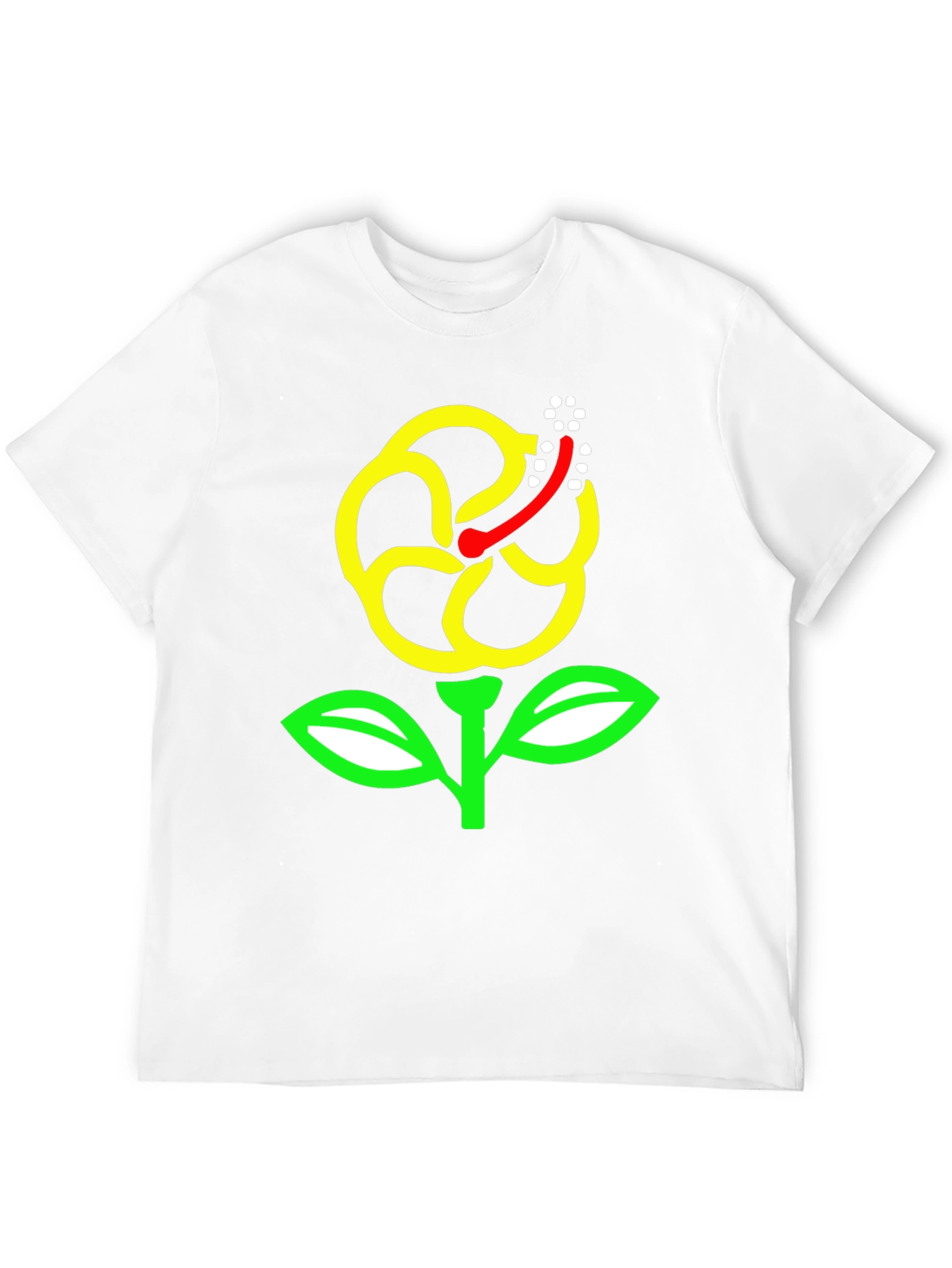 Black T-Shirt with Yellow Hibiscus Flower Graphic