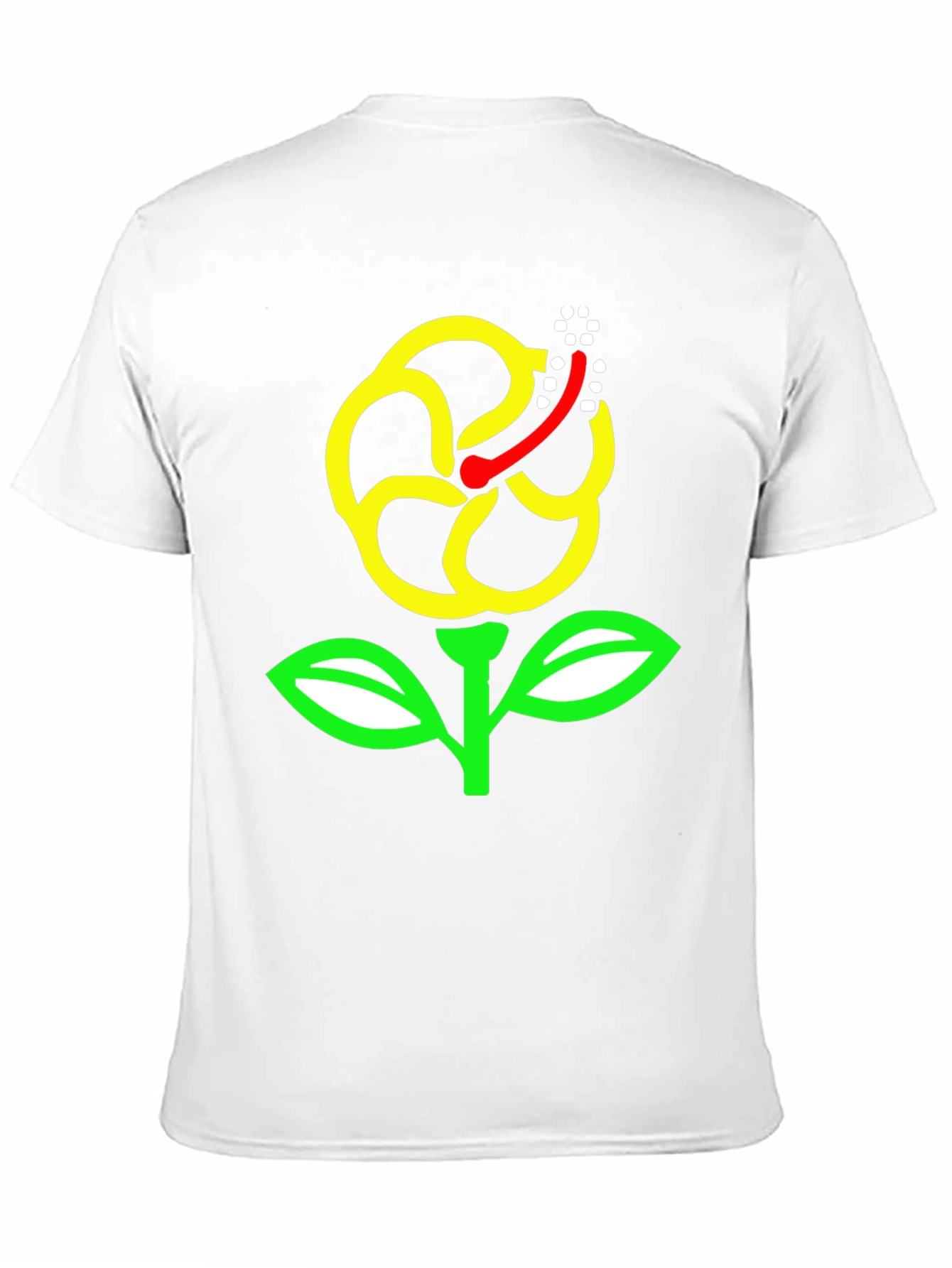 Black T-Shirt with Yellow Hibiscus Flower Graphic