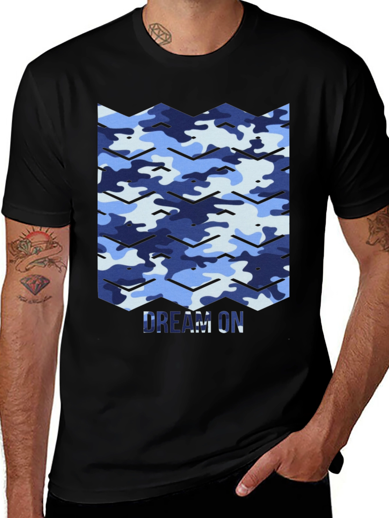 Dream On Camo Chevron Black T-Shirt