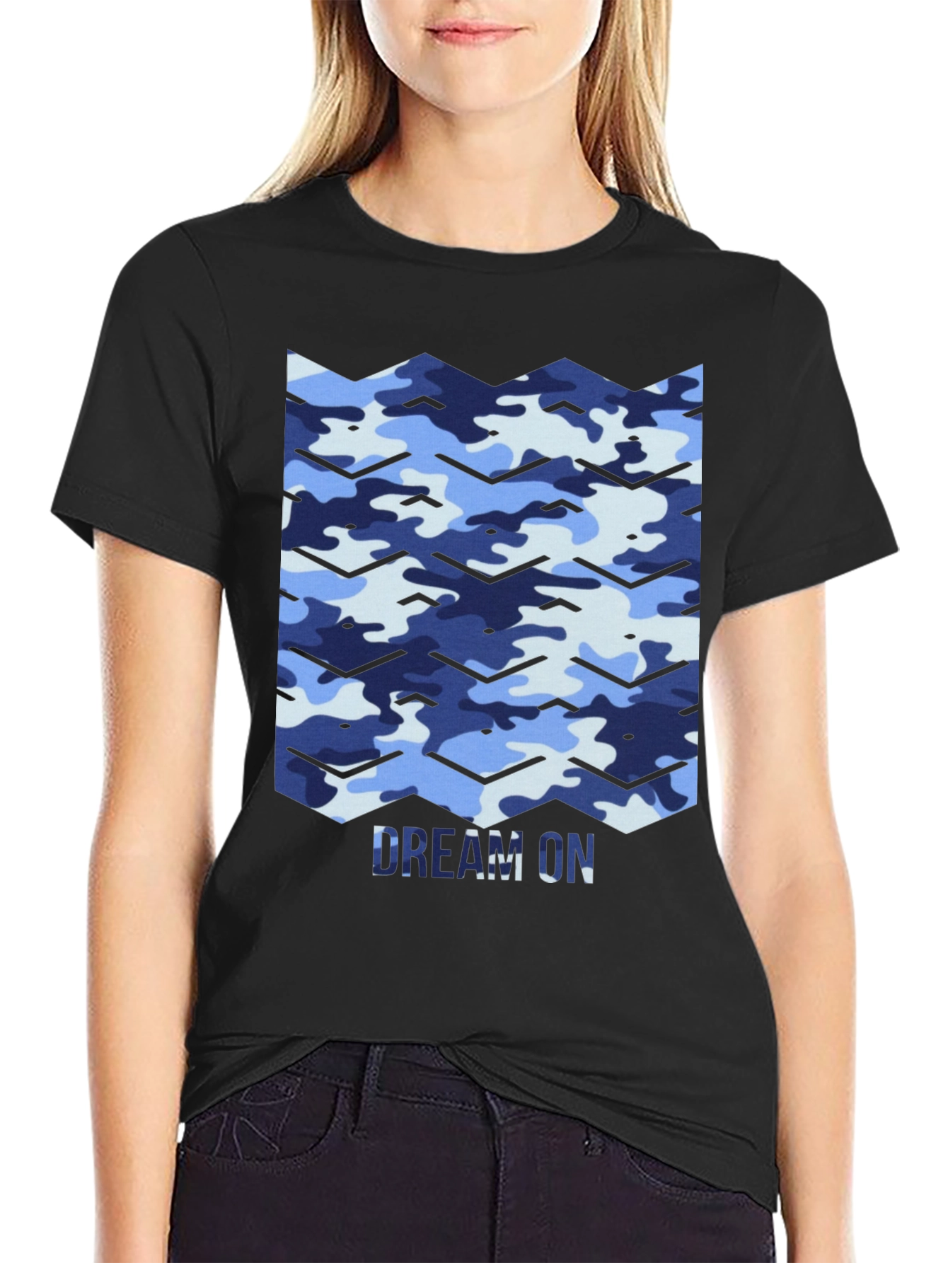 Dream On Camo Chevron Black T-Shirt