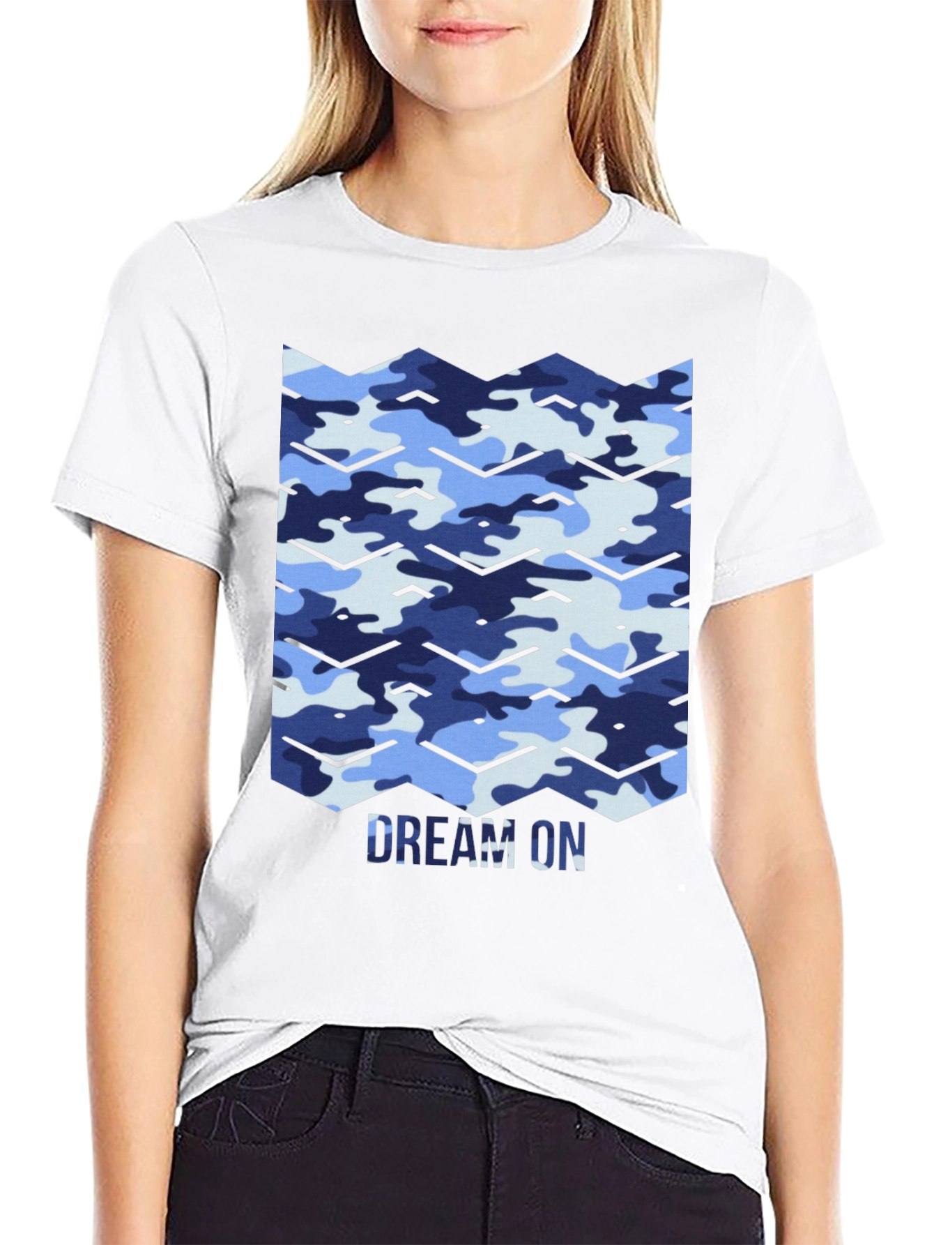 Dream On Camo Chevron Black T-Shirt