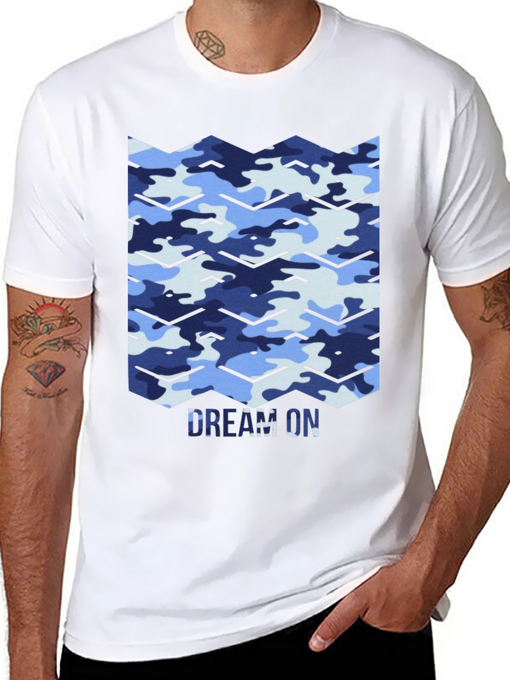 Dream On Camo Chevron Black T-Shirt