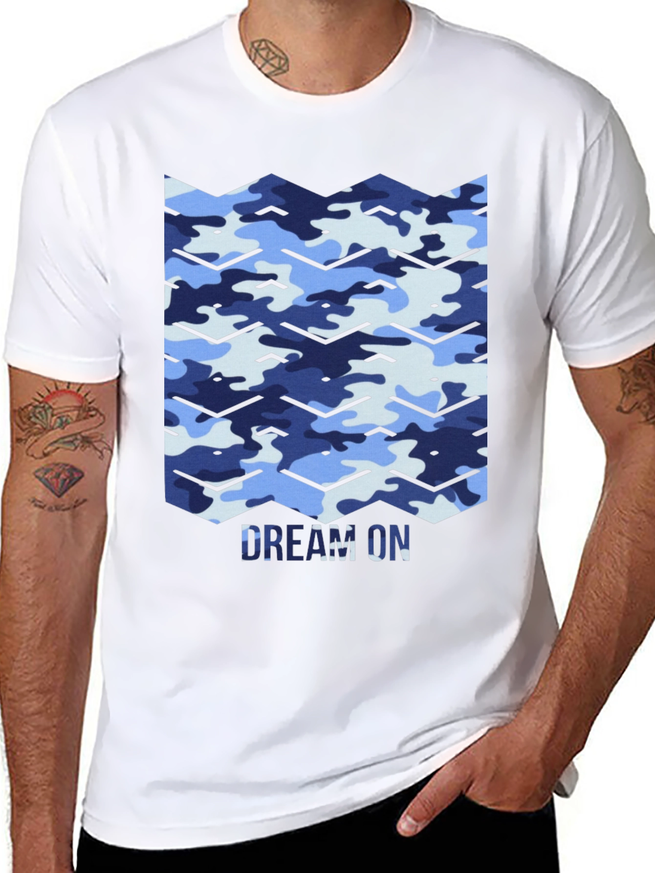 Dream On Camo Chevron Black T-Shirt