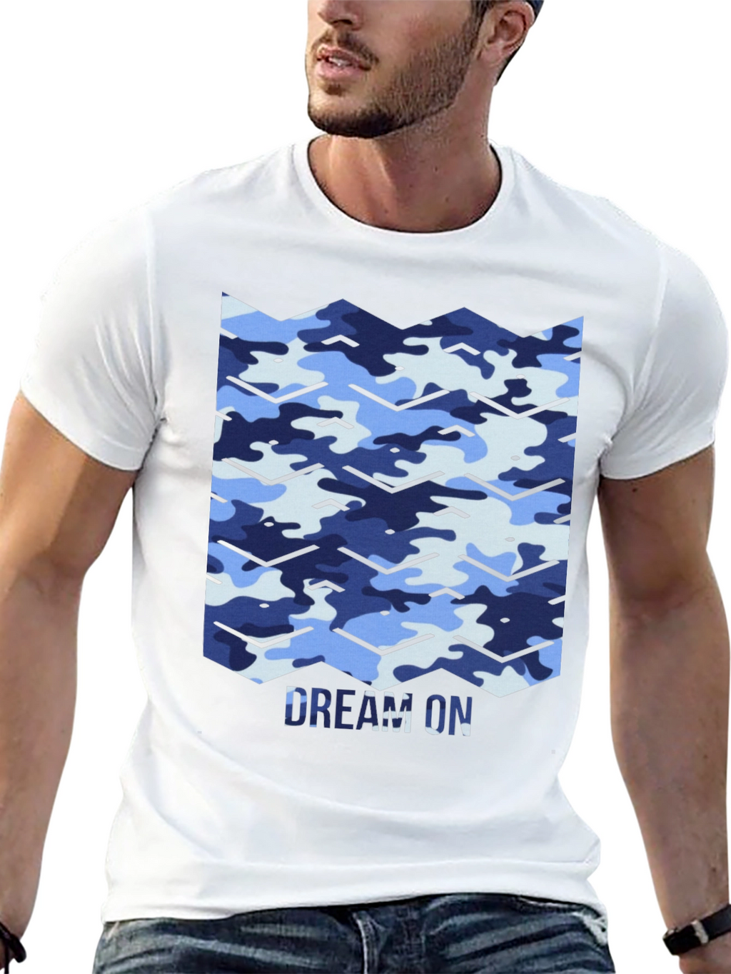 Dream On Camo Chevron Black T-Shirt
