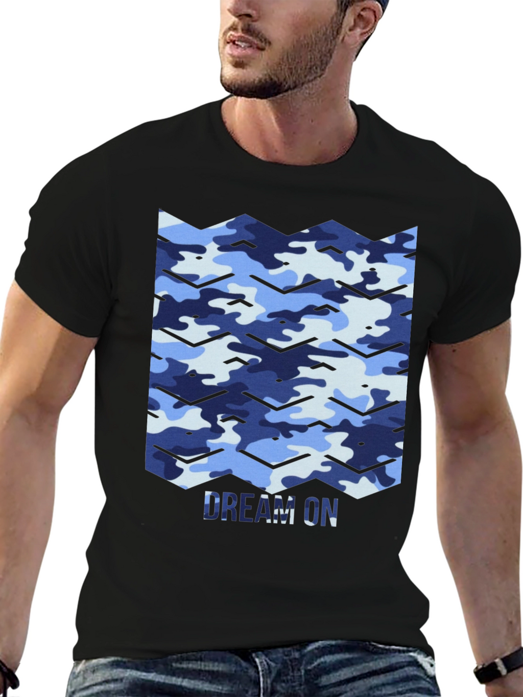 Dream On Camo Chevron Black T-Shirt