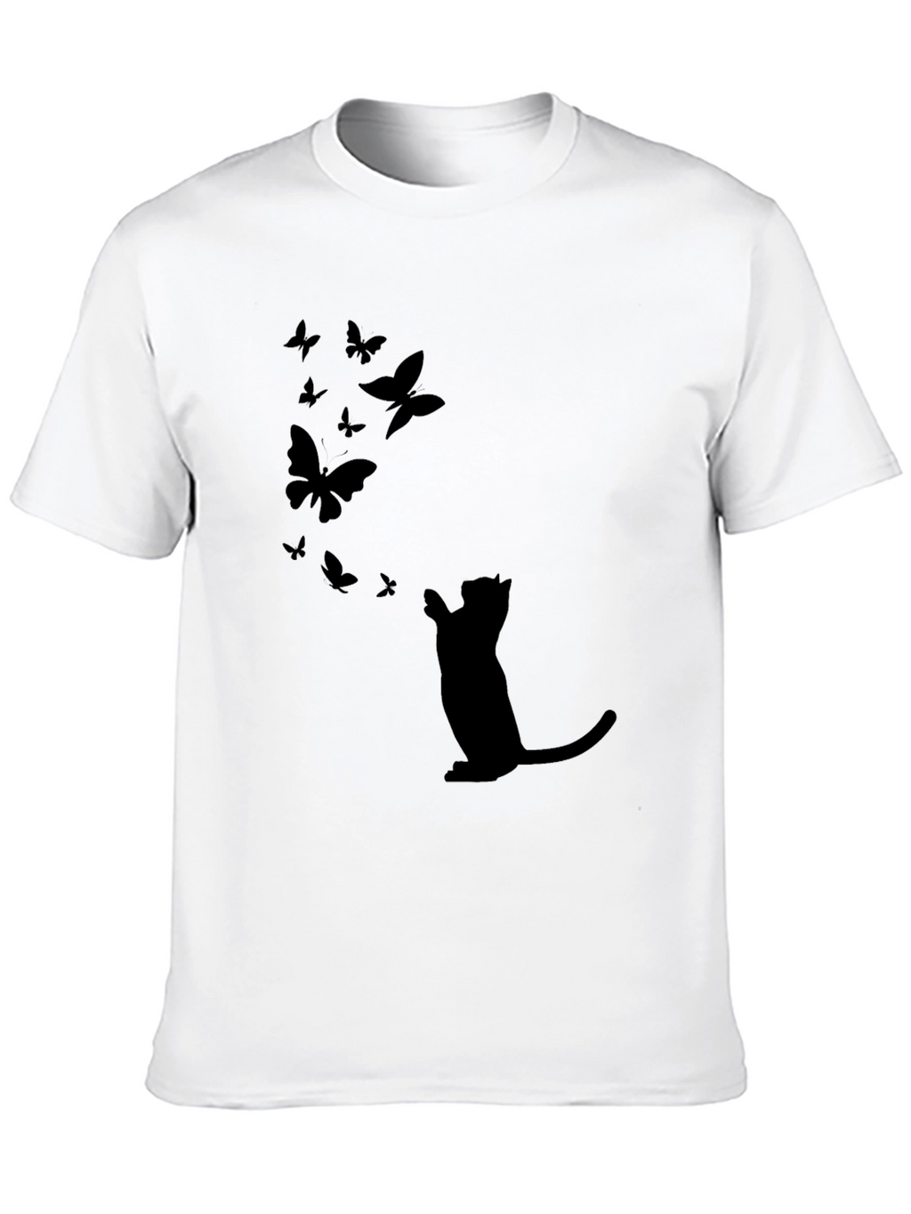 Cat & Butterfly Graphic Black Tee