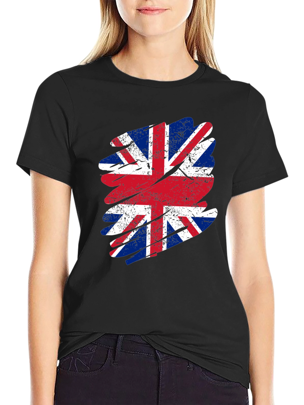 Union Jack Flag Graphic Tee - Distressed Print