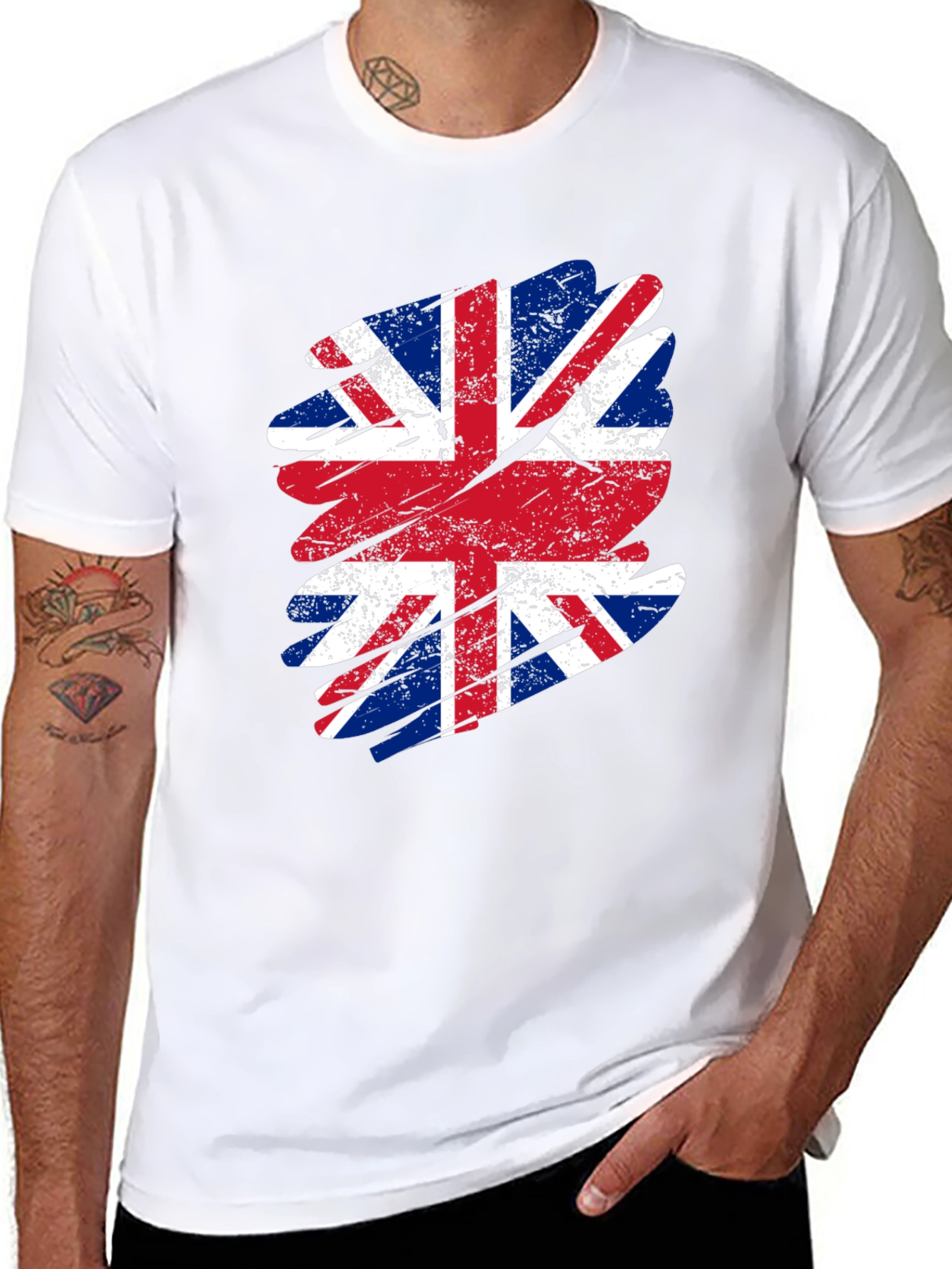 Union Jack Flag Graphic Tee - Distressed Print