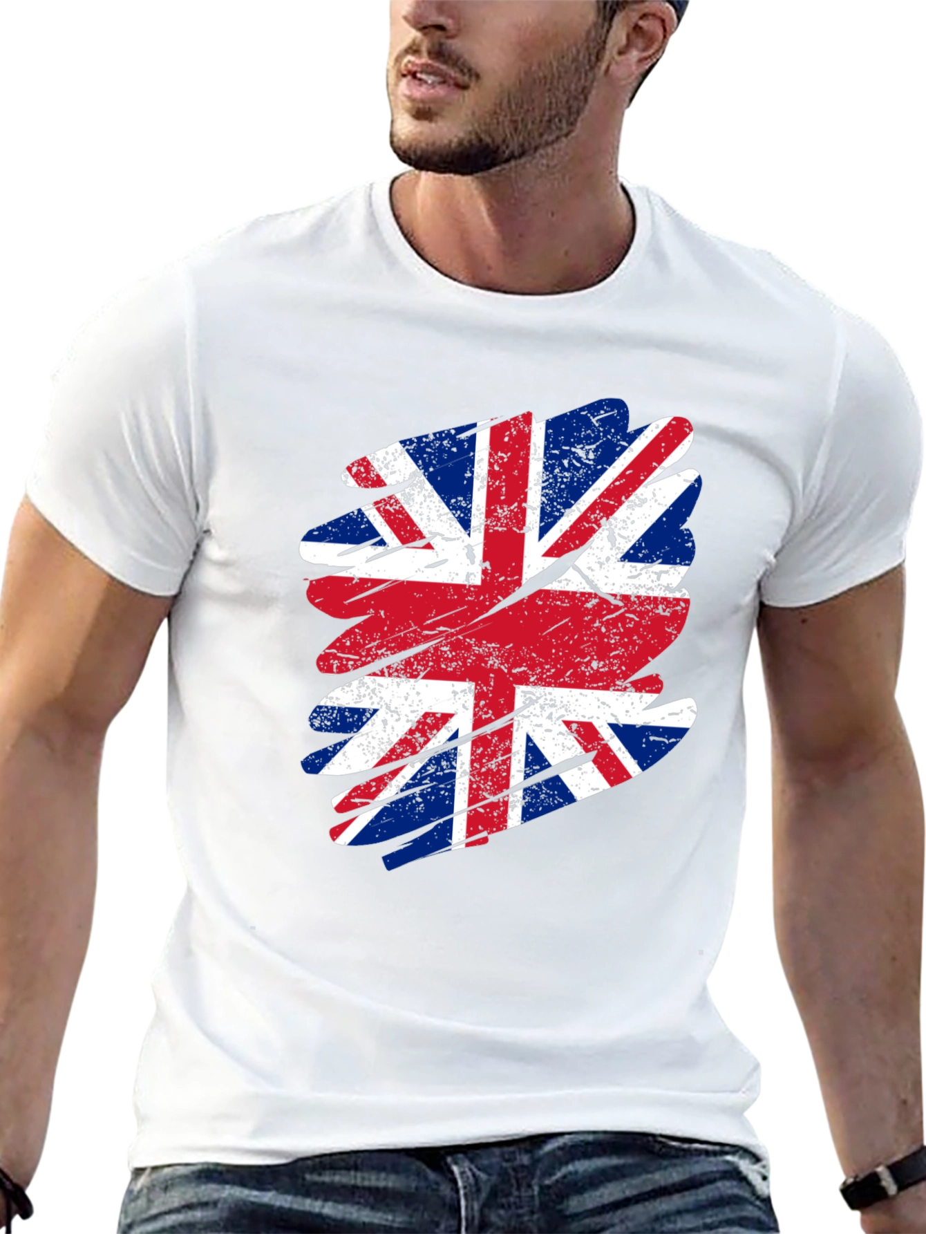 Union Jack Flag Graphic Tee - Distressed Print
