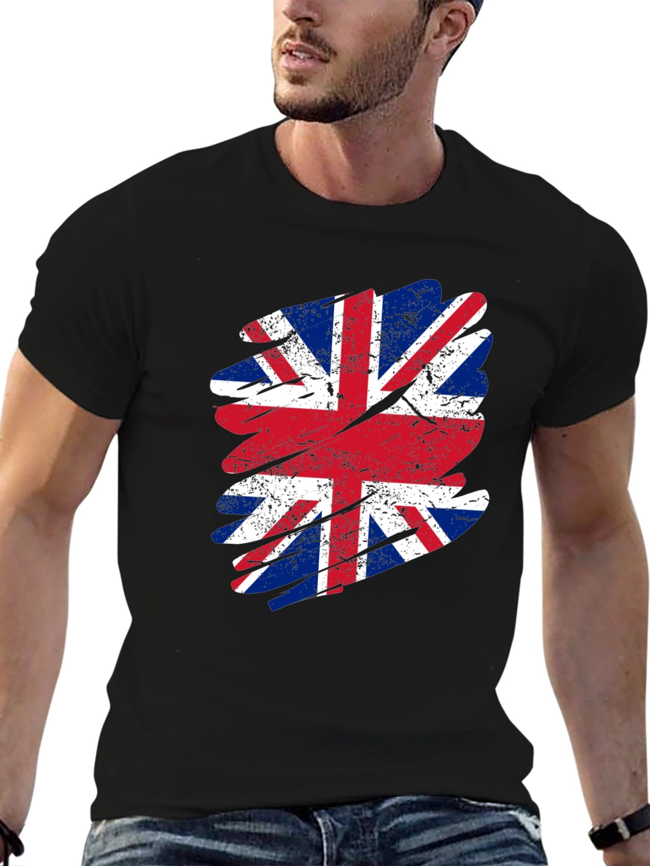 Union Jack Flag Graphic Tee - Distressed Print