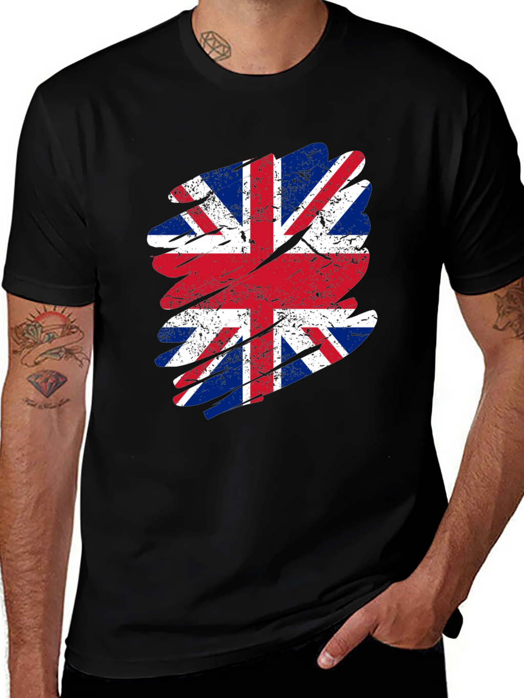 Union Jack Flag Graphic Tee - Distressed Print