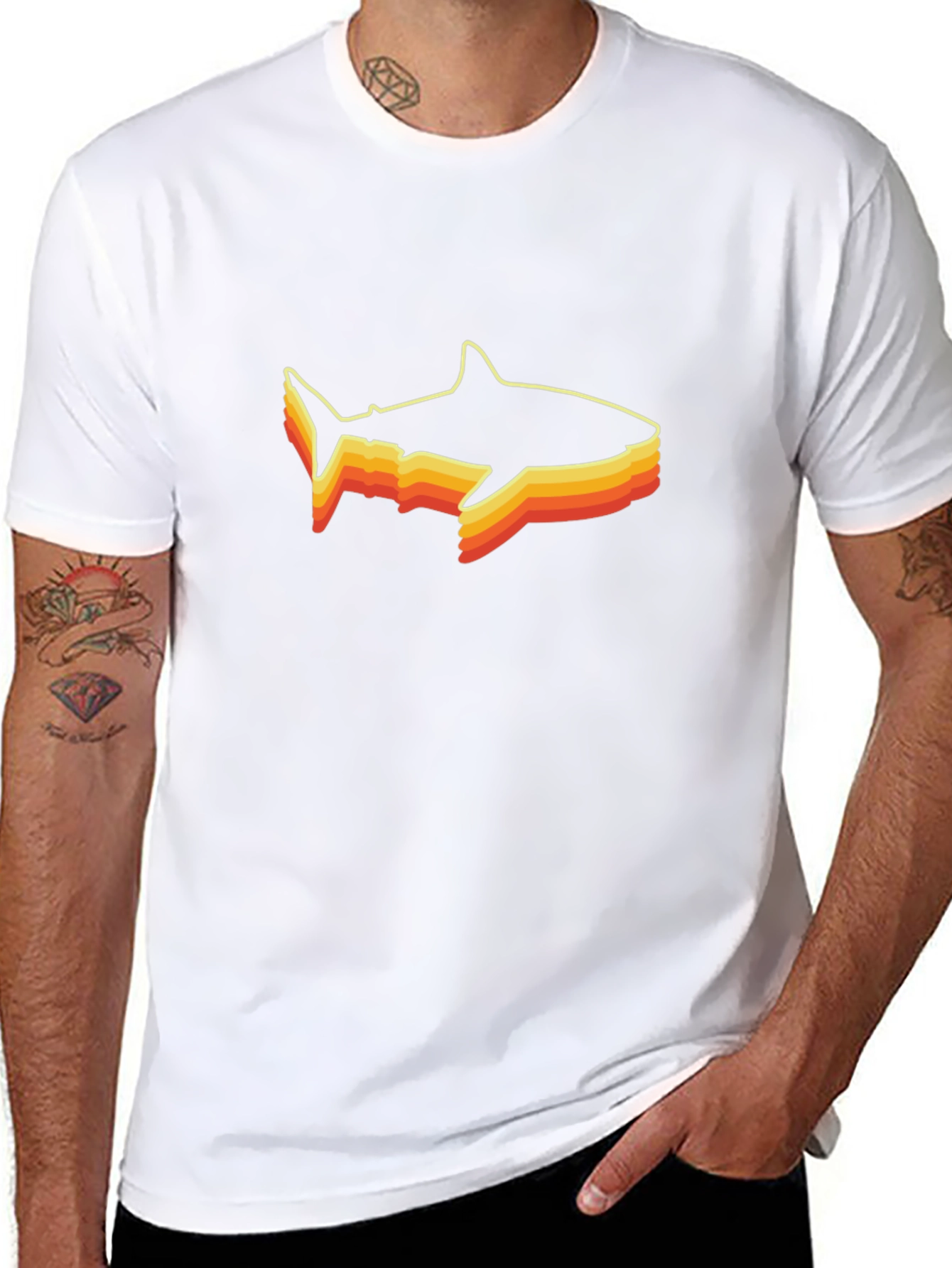 Retro Shark Graphic Black T-Shirt