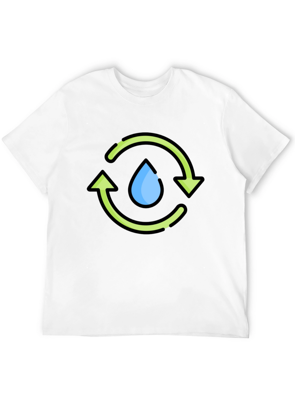 Recycle Water Drop Graphic Tee - Black Cotton T-Shirt