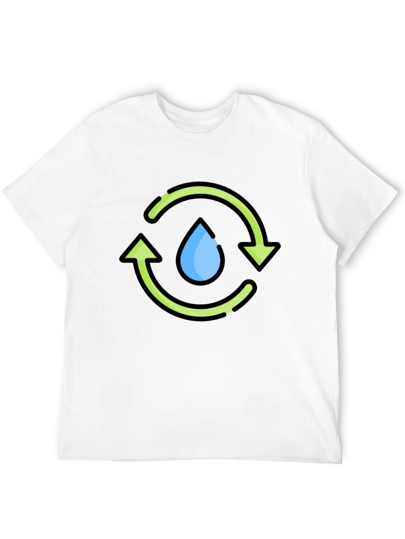 Recycle Water Drop Graphic Tee - Black Cotton T-Shirt
