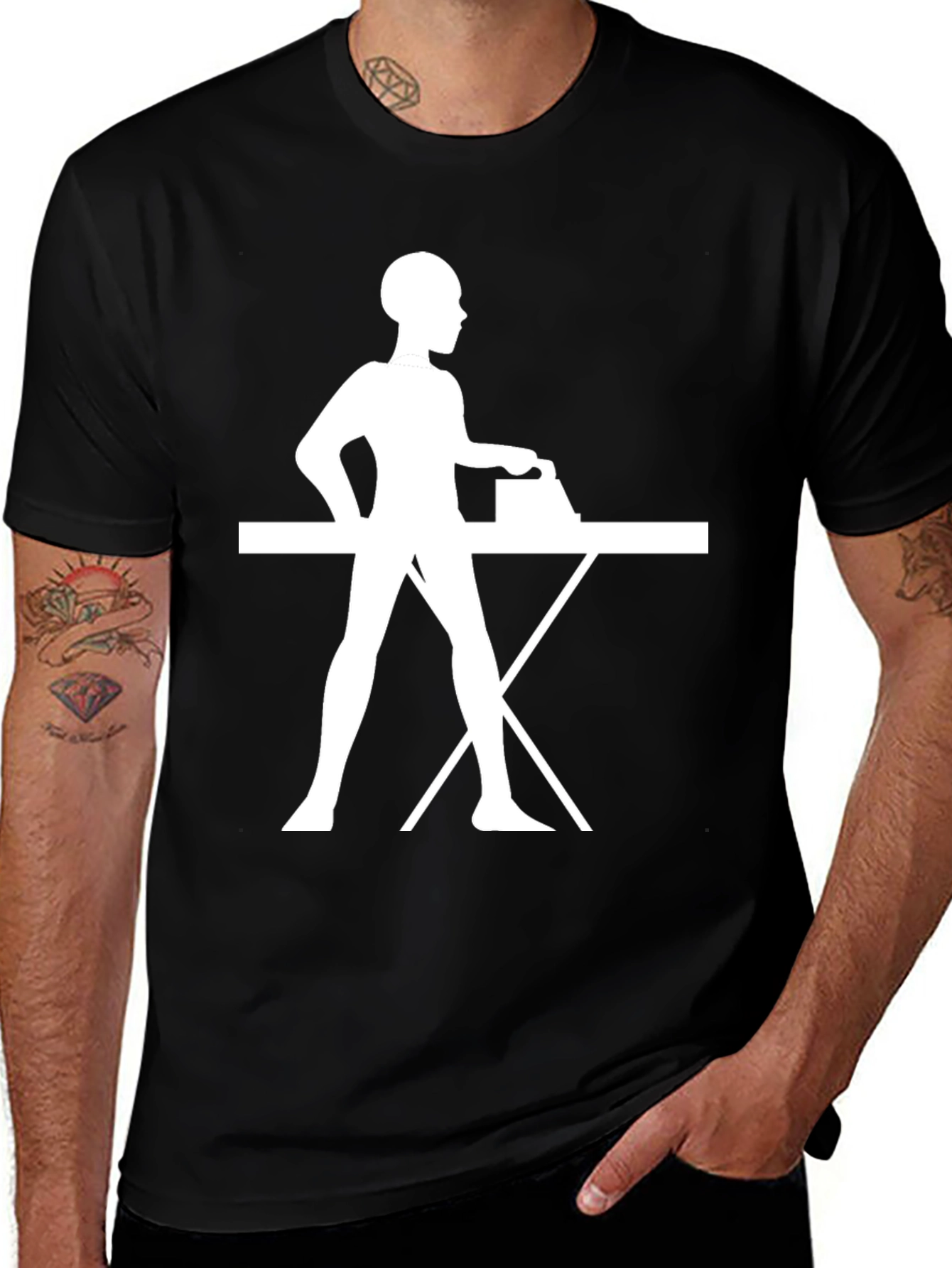 Ironing Woman Graphic Black T-Shirt