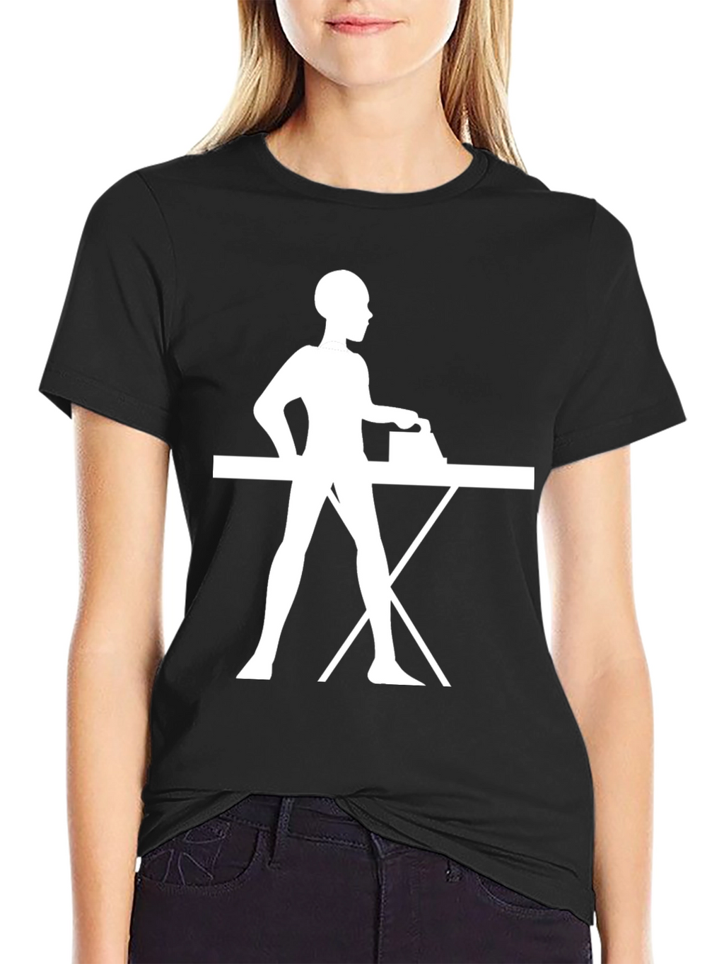 Ironing Woman Graphic Black T-Shirt