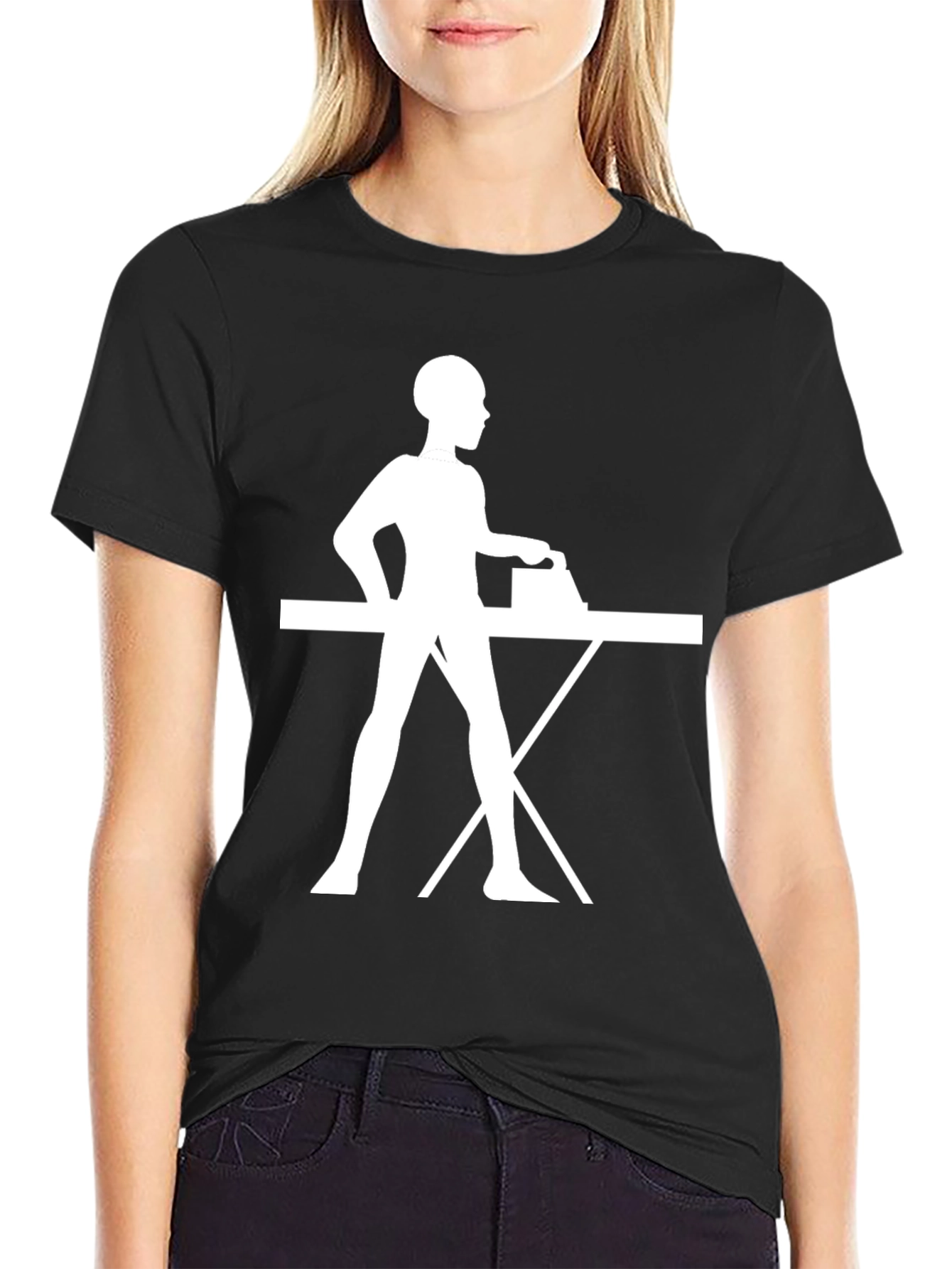 Ironing Woman Graphic Black T-Shirt